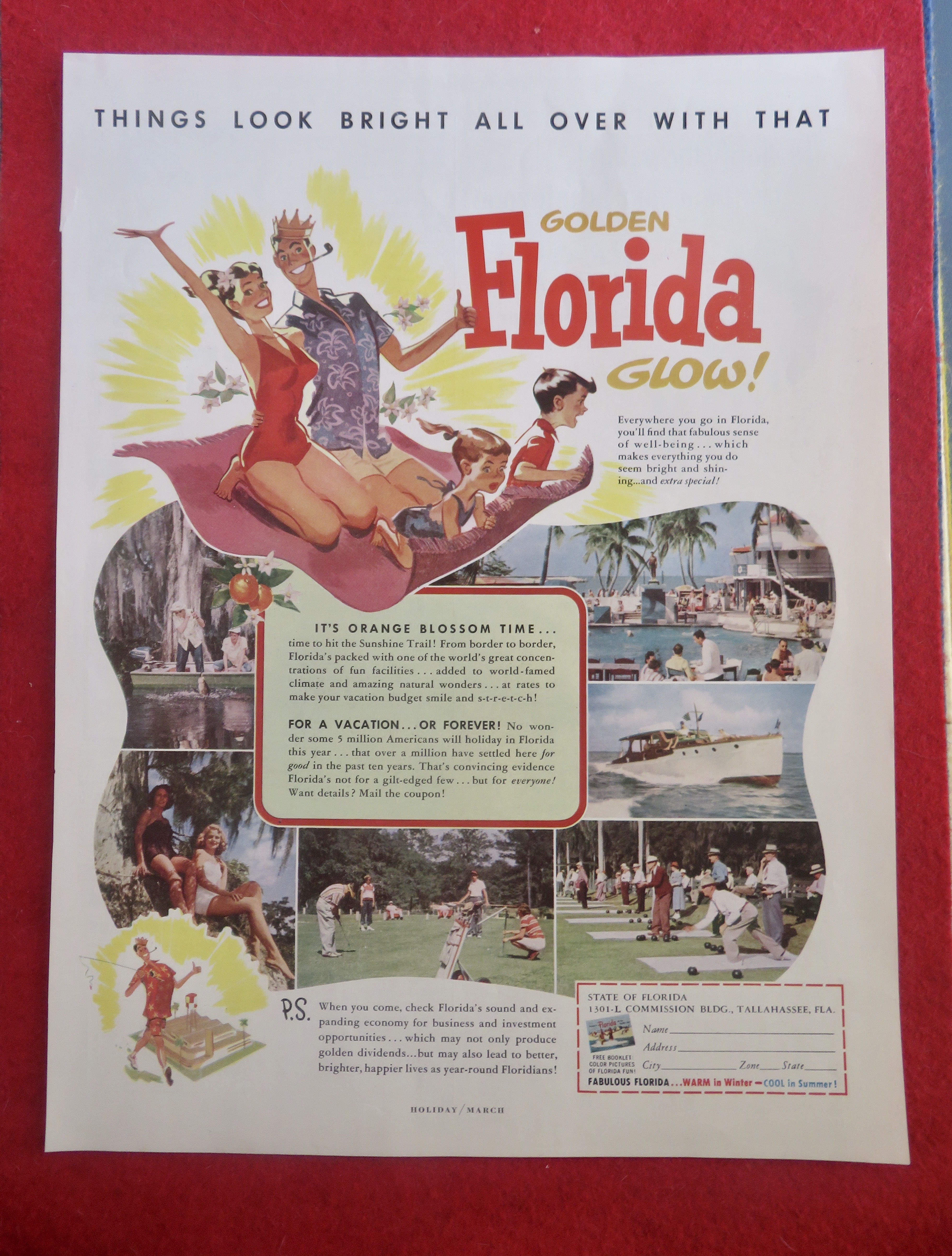 1954 Golden Florida Glow with Family On A Flying Towel