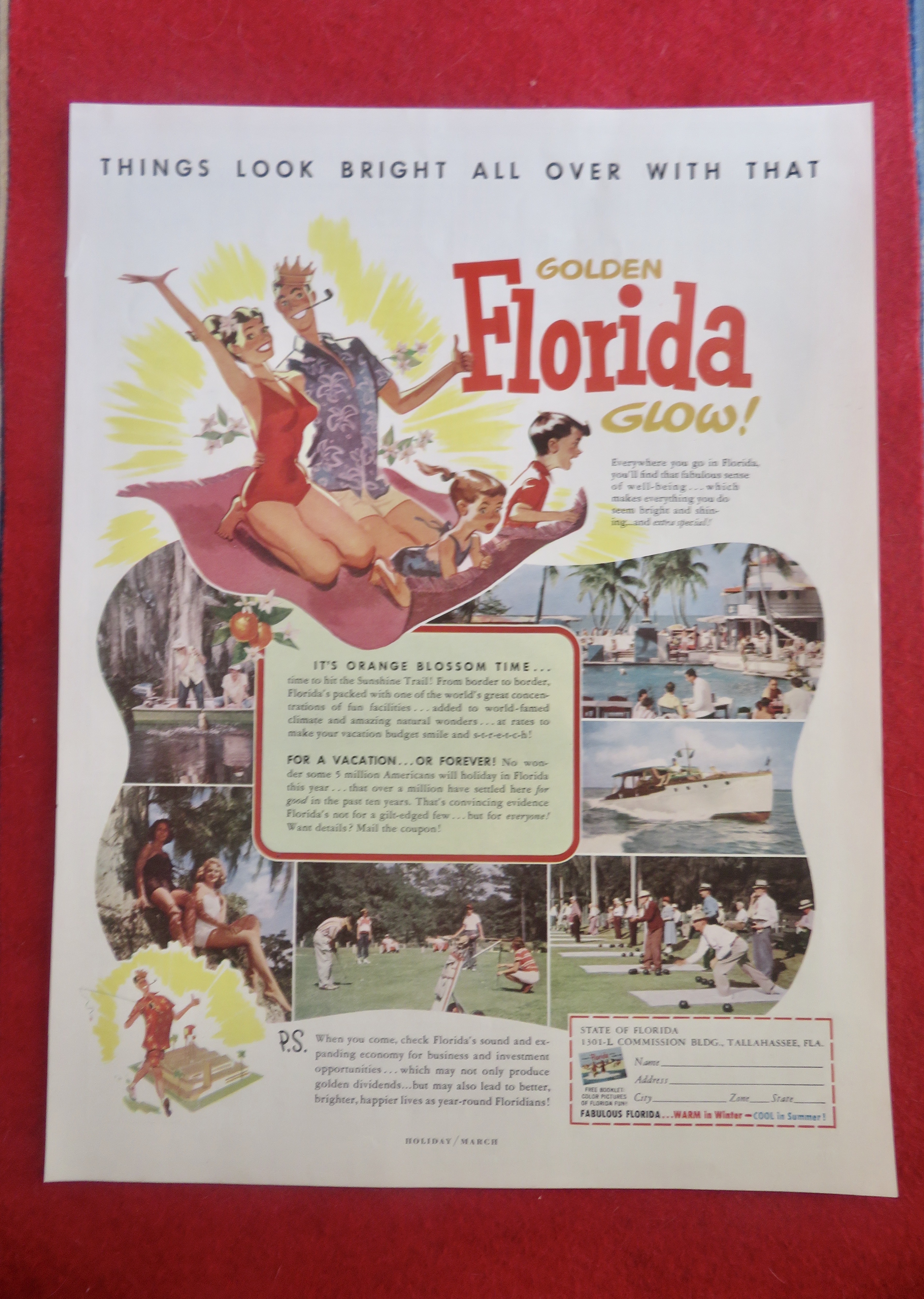 1954 Golden Florida Glow with Family On A Flying Towel