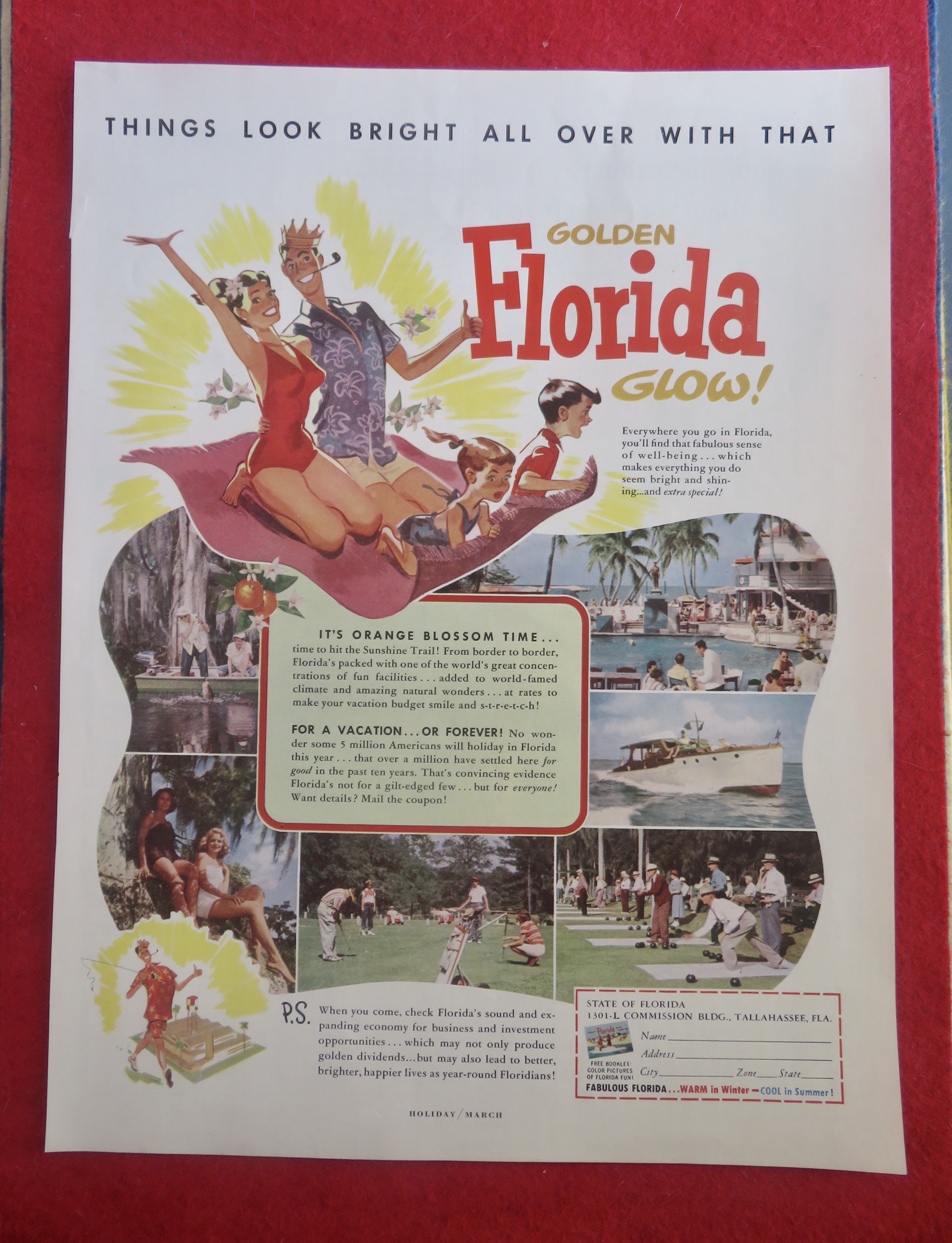 1954 Golden Florida Glow with Family On A Flying Towel