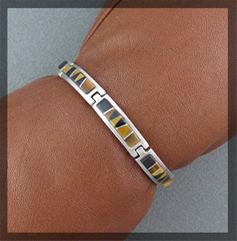 Navajo Calvin Begay Tiger eye Onyx Sterling Silver