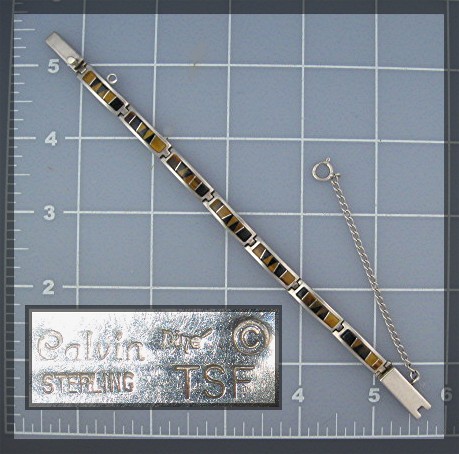 Navajo Calvin Begay Tiger eye Onyx Sterling Silver
