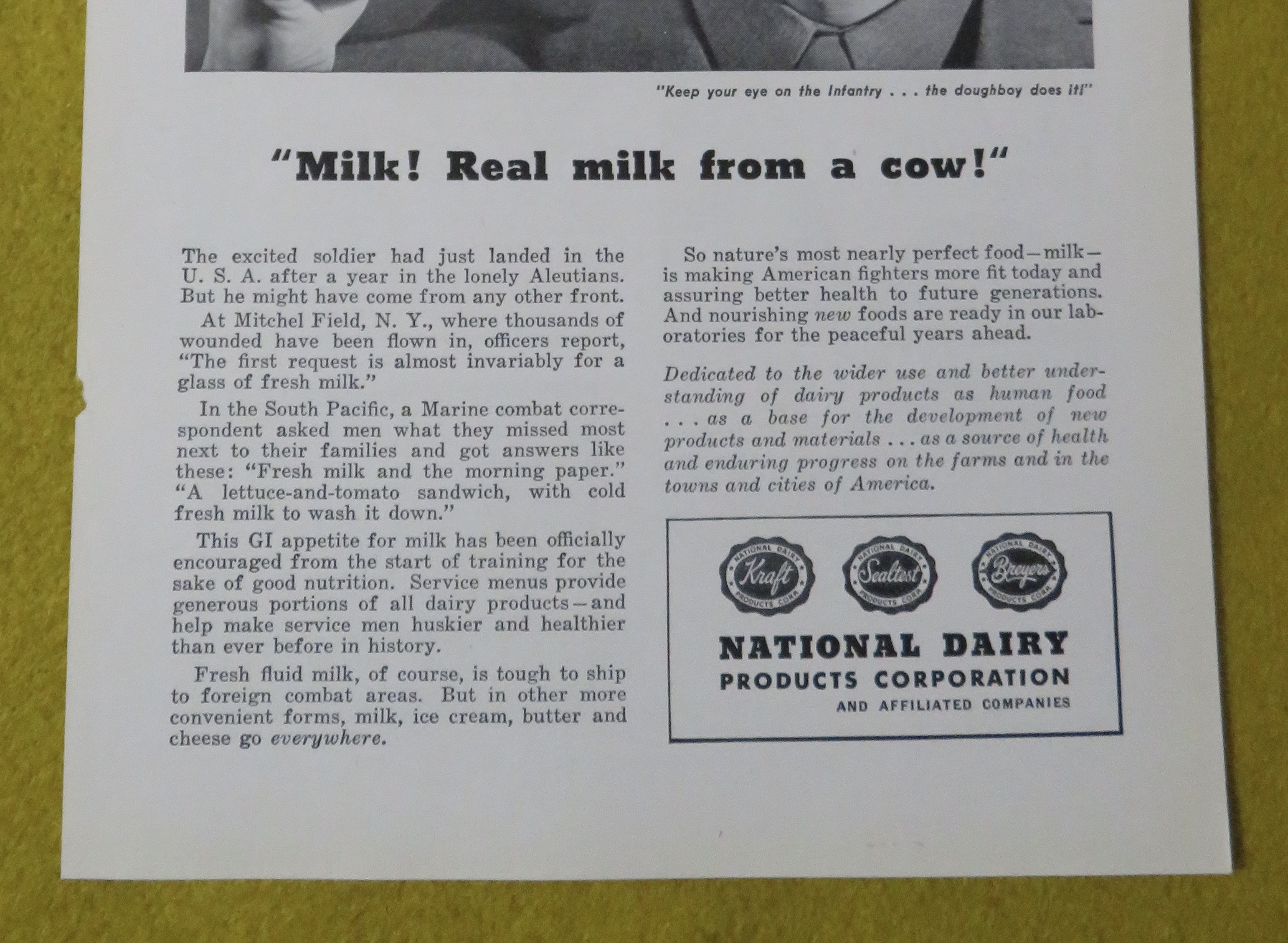 1945 National Dairy Products Corp With Soildier