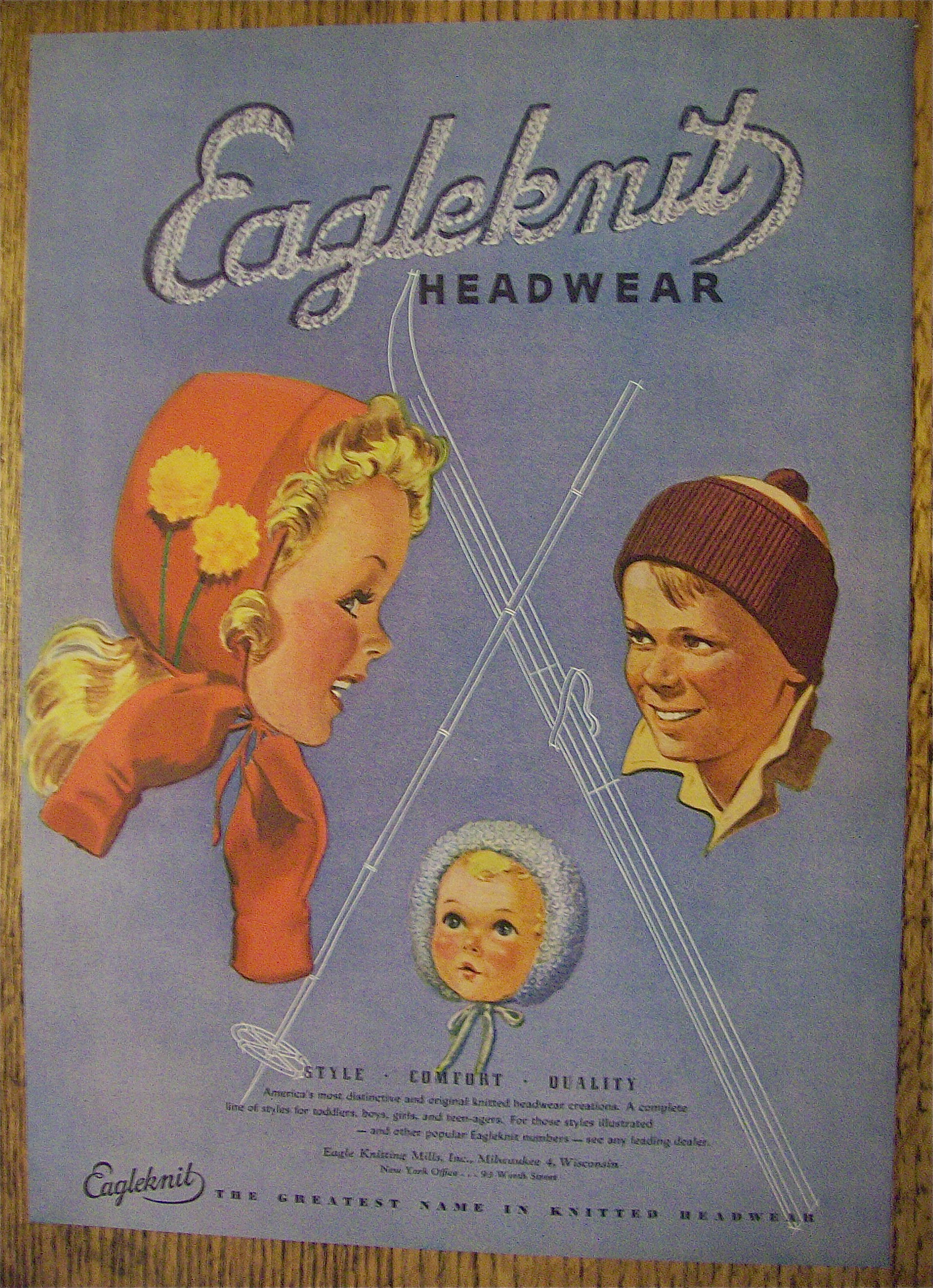 1945 Eagleknit Headwear with 3 Little Children
