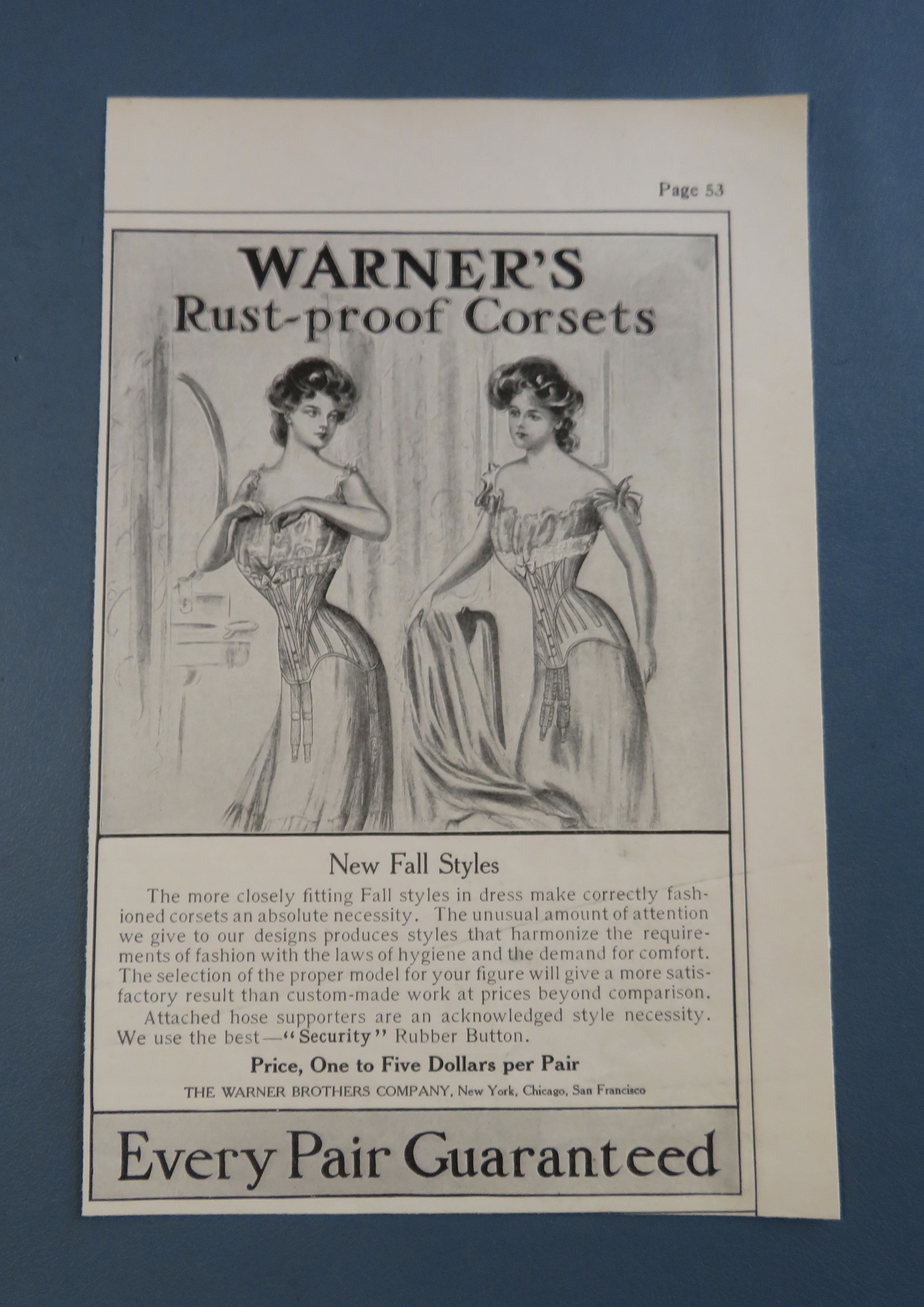 1905 Warner's Rust Proof Corsets with Two Women Talking