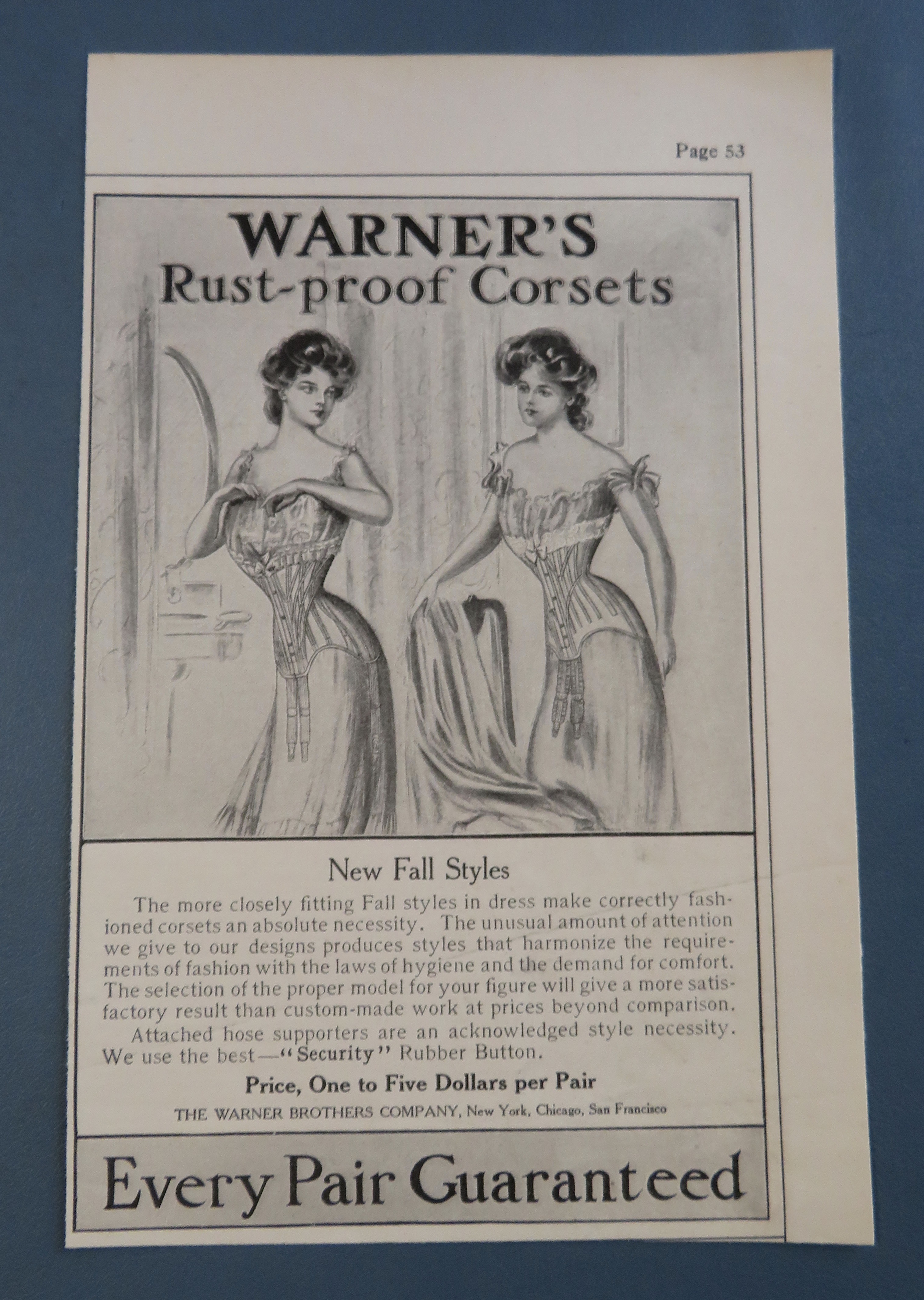 1905 Warner's Rust Proof Corsets with Two Women Talking