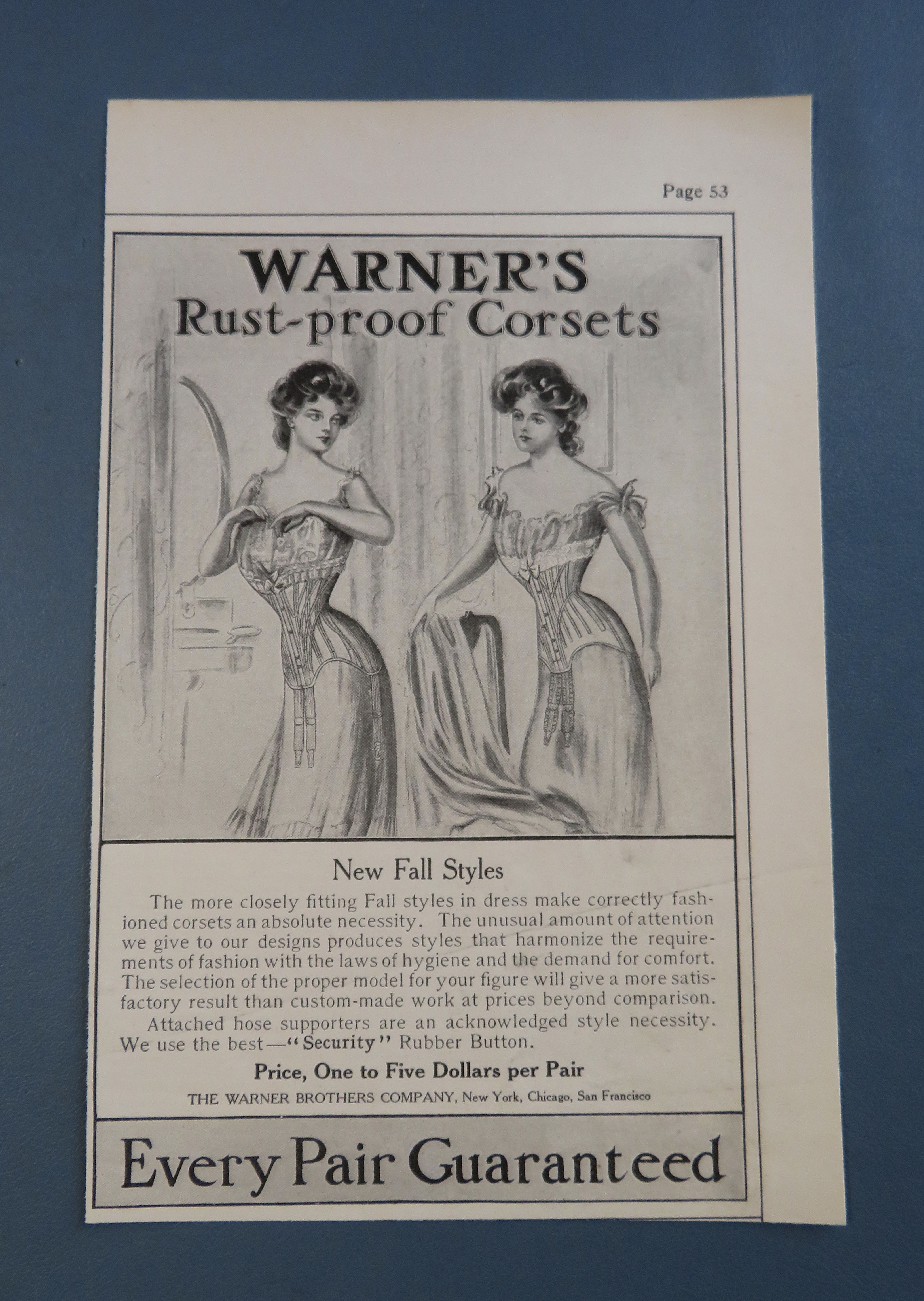 1905 Warner's Rust Proof Corsets with Two Women Talking