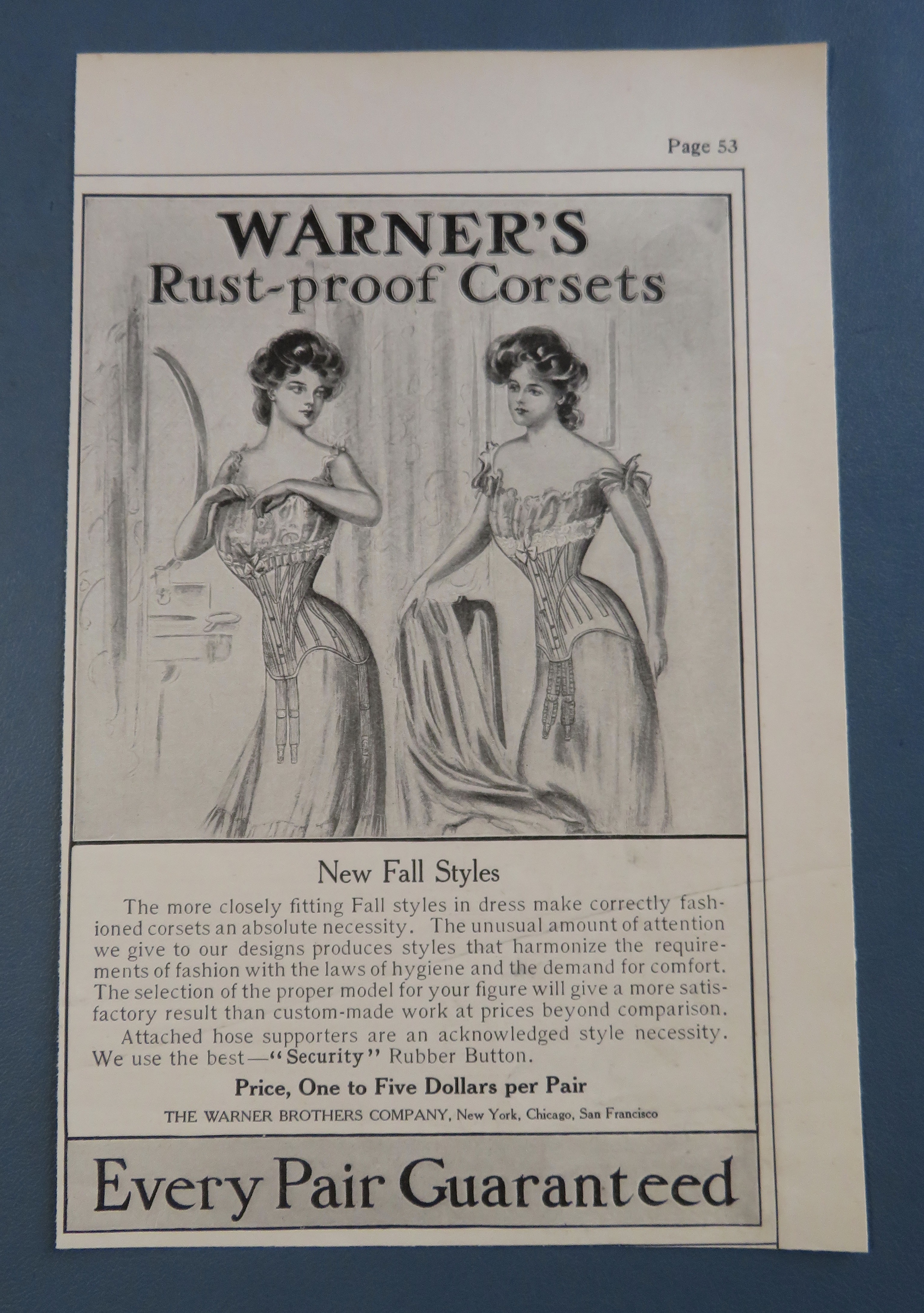1905 Warner's Rust Proof Corsets with Two Women Talking