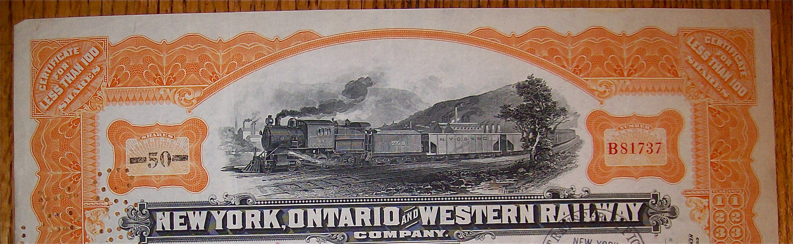 1940 New York, Ontario & Western Railway Stock