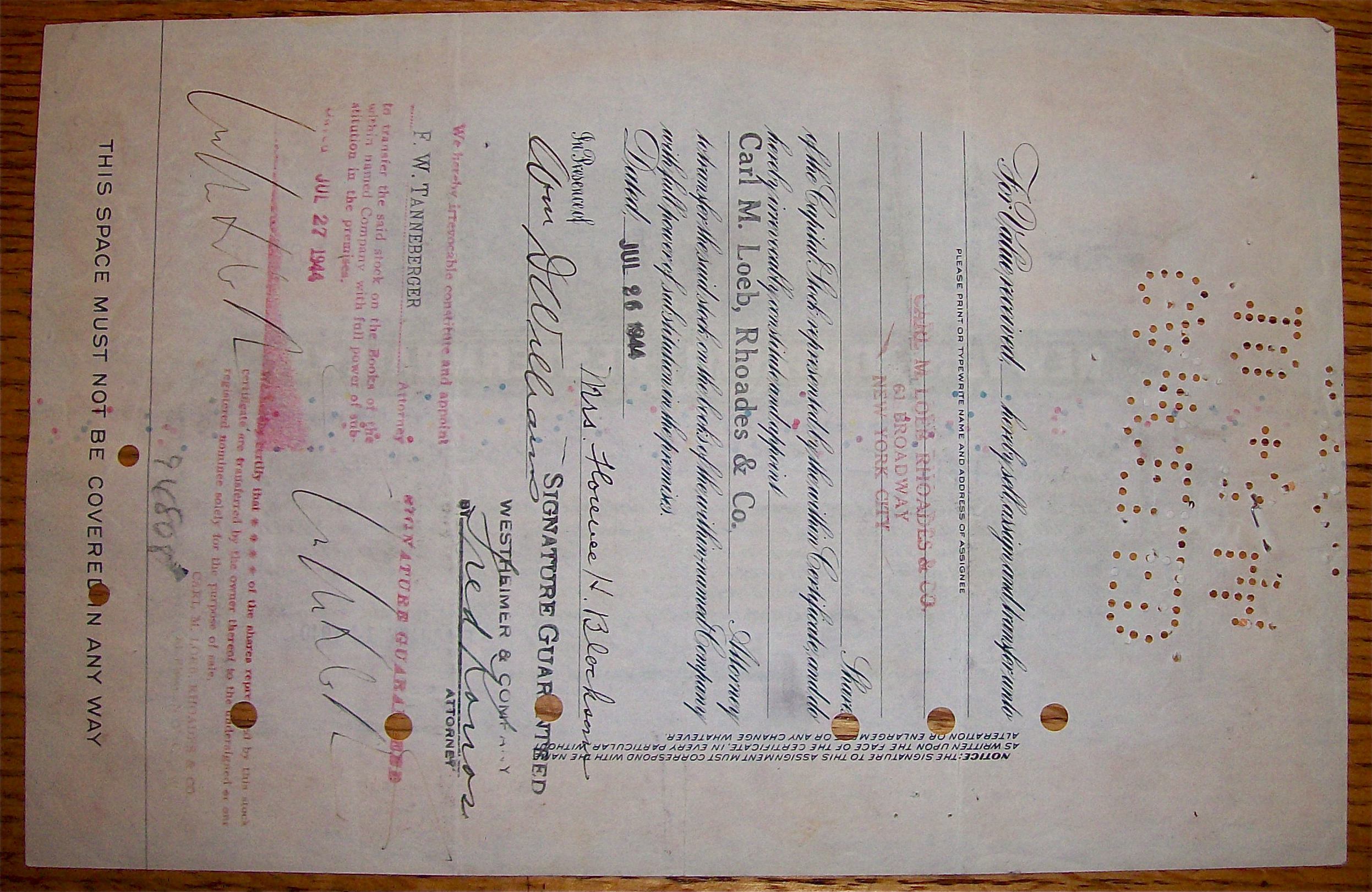 1940 New York, Ontario & Western Railway Stock