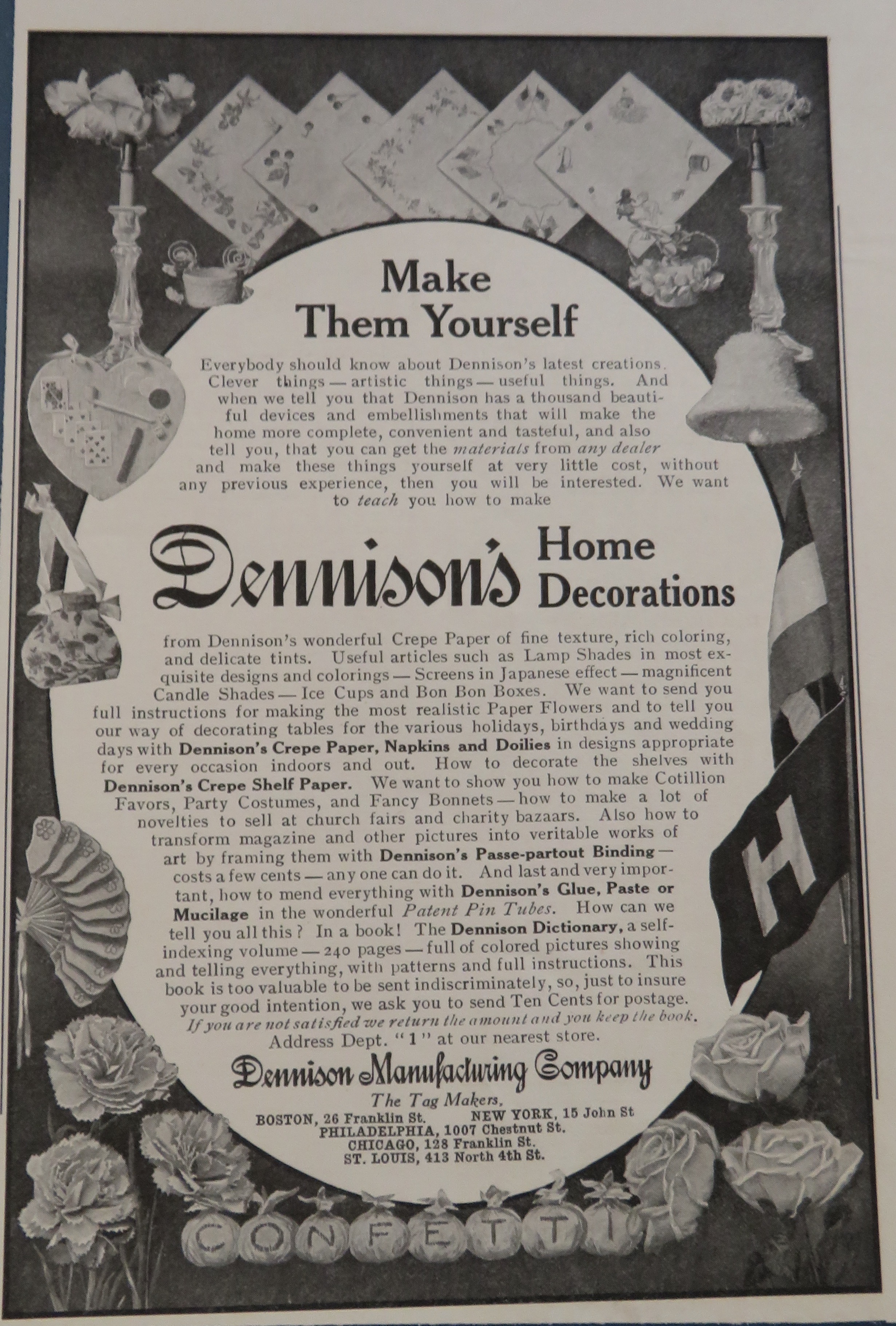 1906 Dennison's Home Decorations with Bells & Flowers