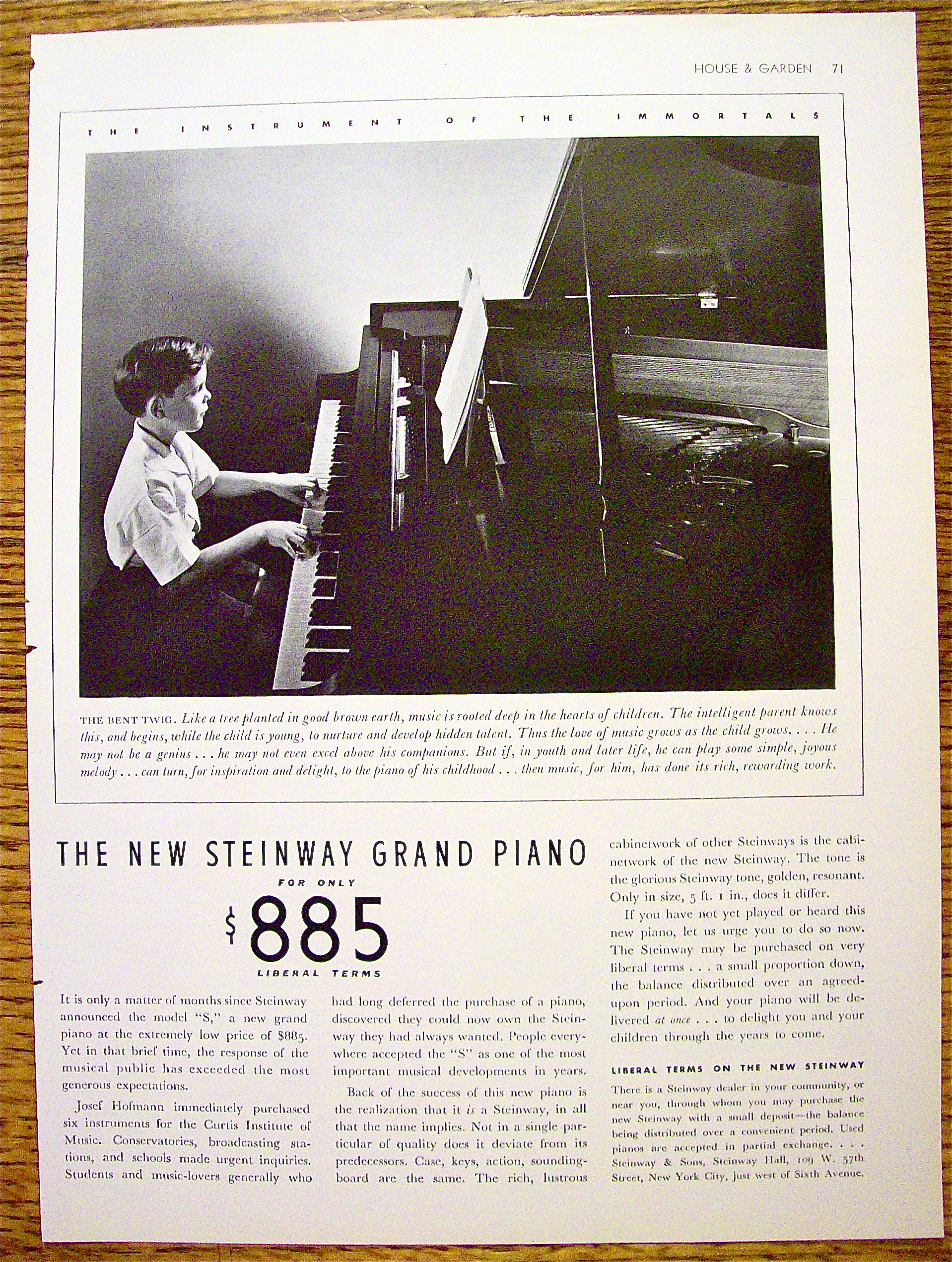 1936 Steinway Grand Piano w/ Boy Playing Piano