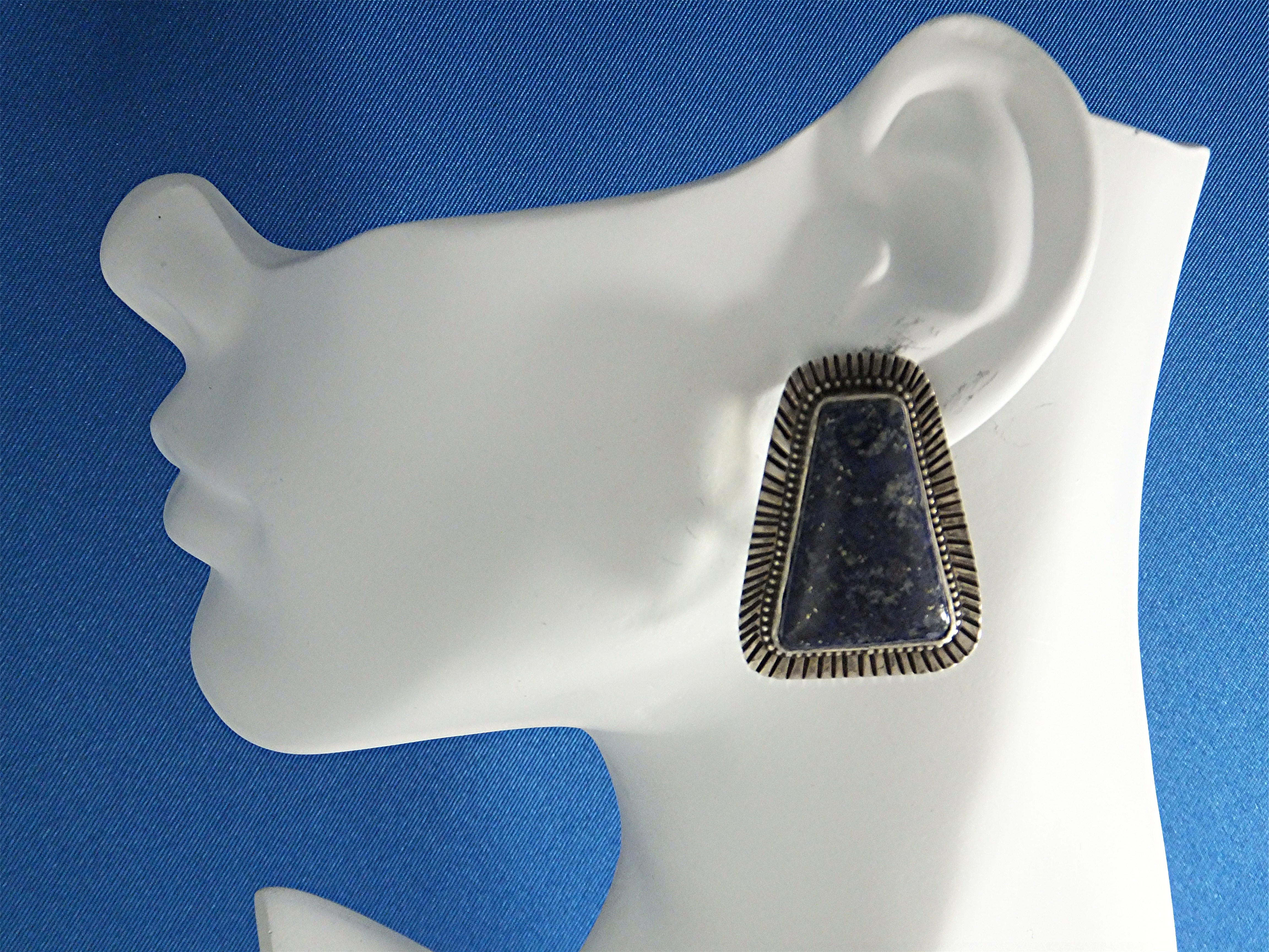 David Troutman  Lapis Sterling Silver Clip Earrings