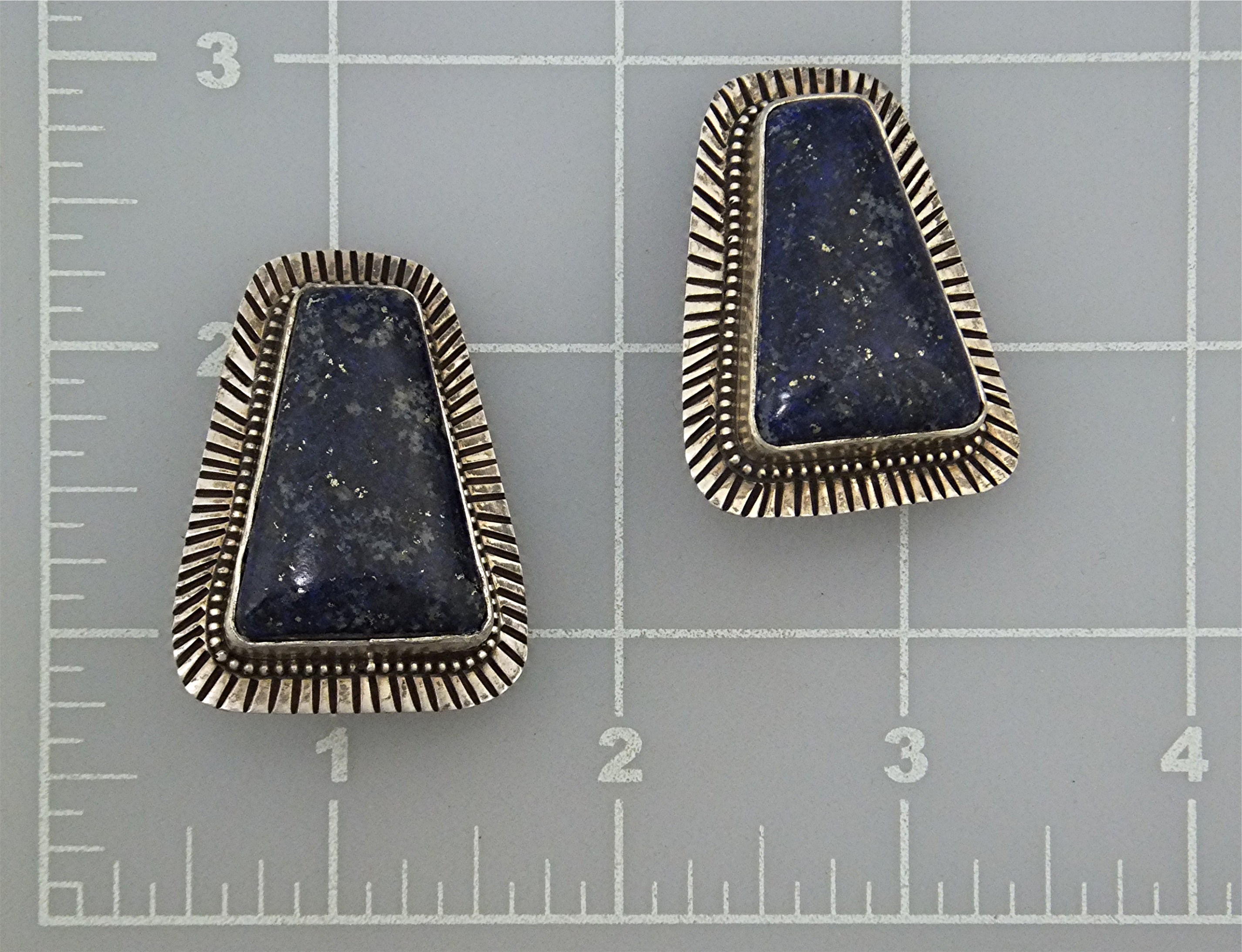 David Troutman  Lapis Sterling Silver Clip Earrings