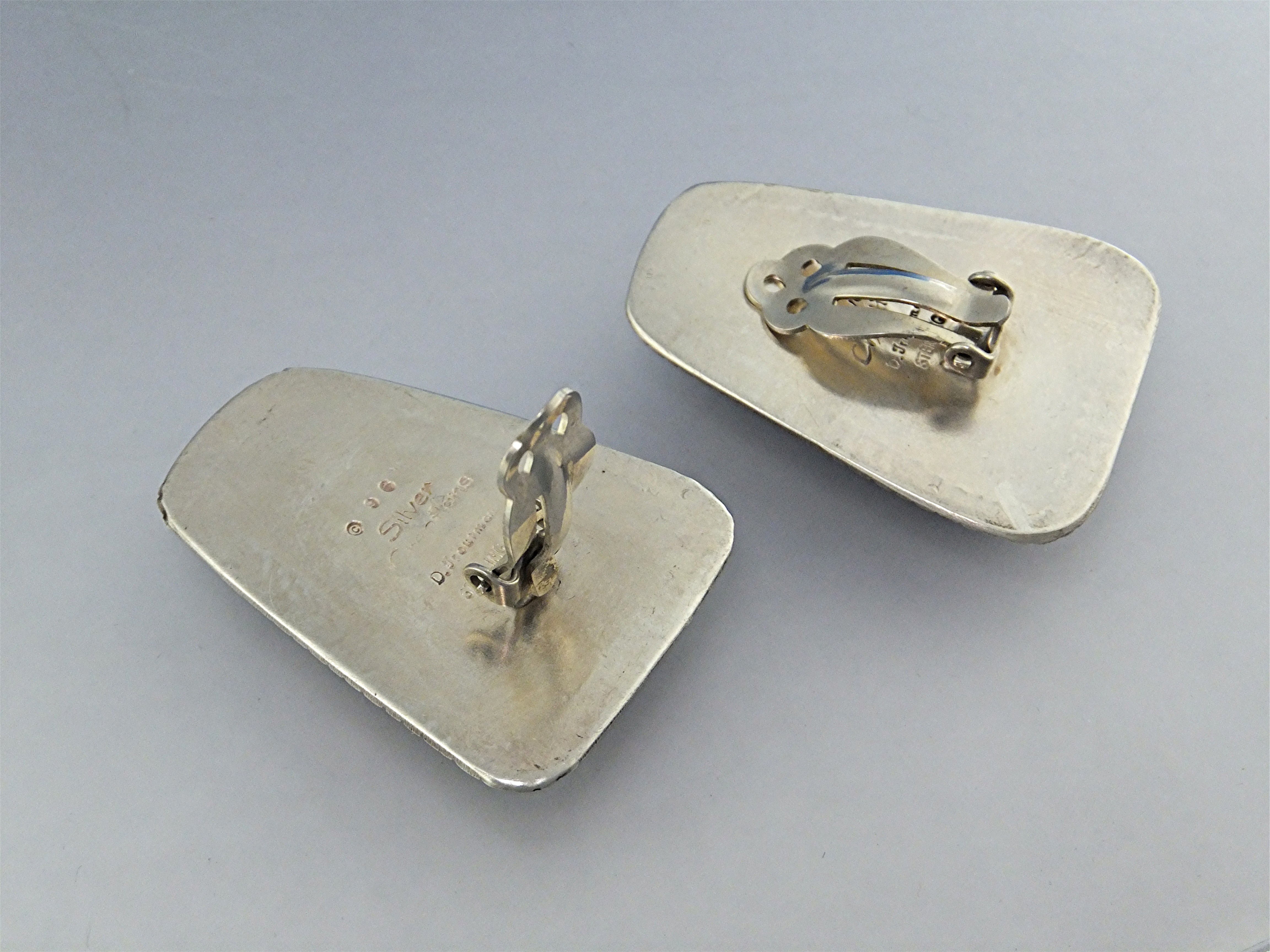 David Troutman  Lapis Sterling Silver Clip Earrings