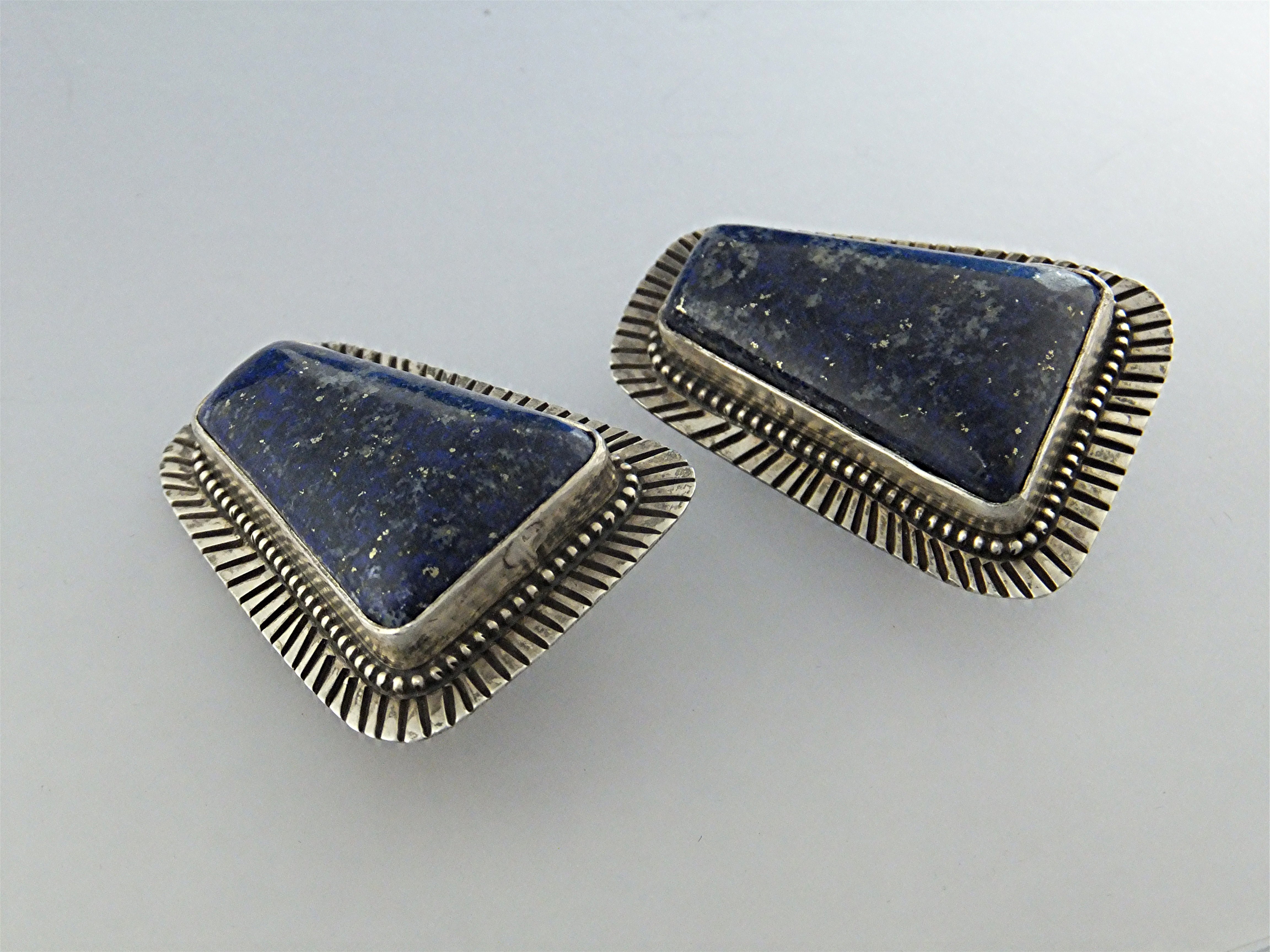 David Troutman  Lapis Sterling Silver Clip Earrings