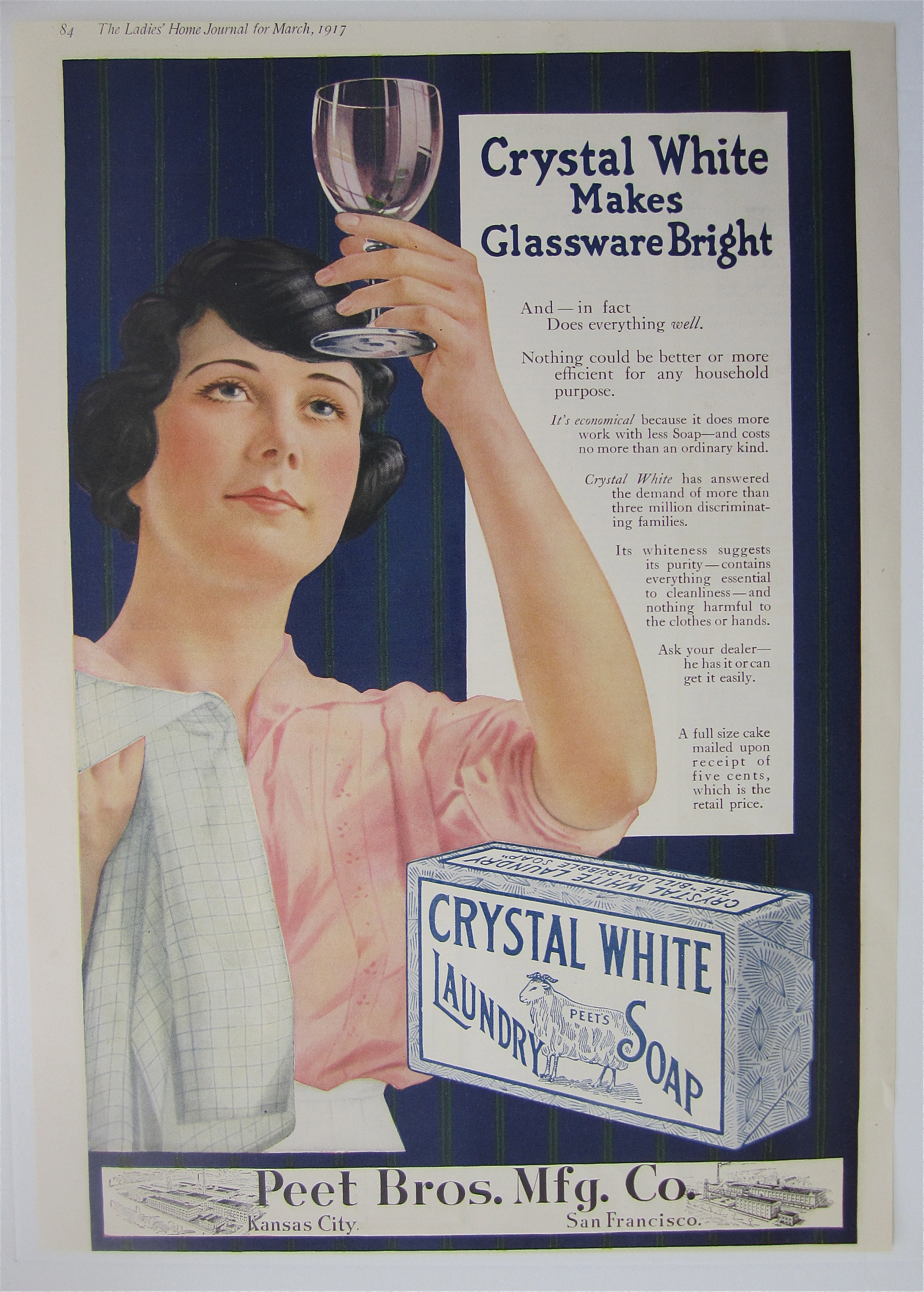 1917 Crystal White Laundry Soap w/Woman Doing Dishes