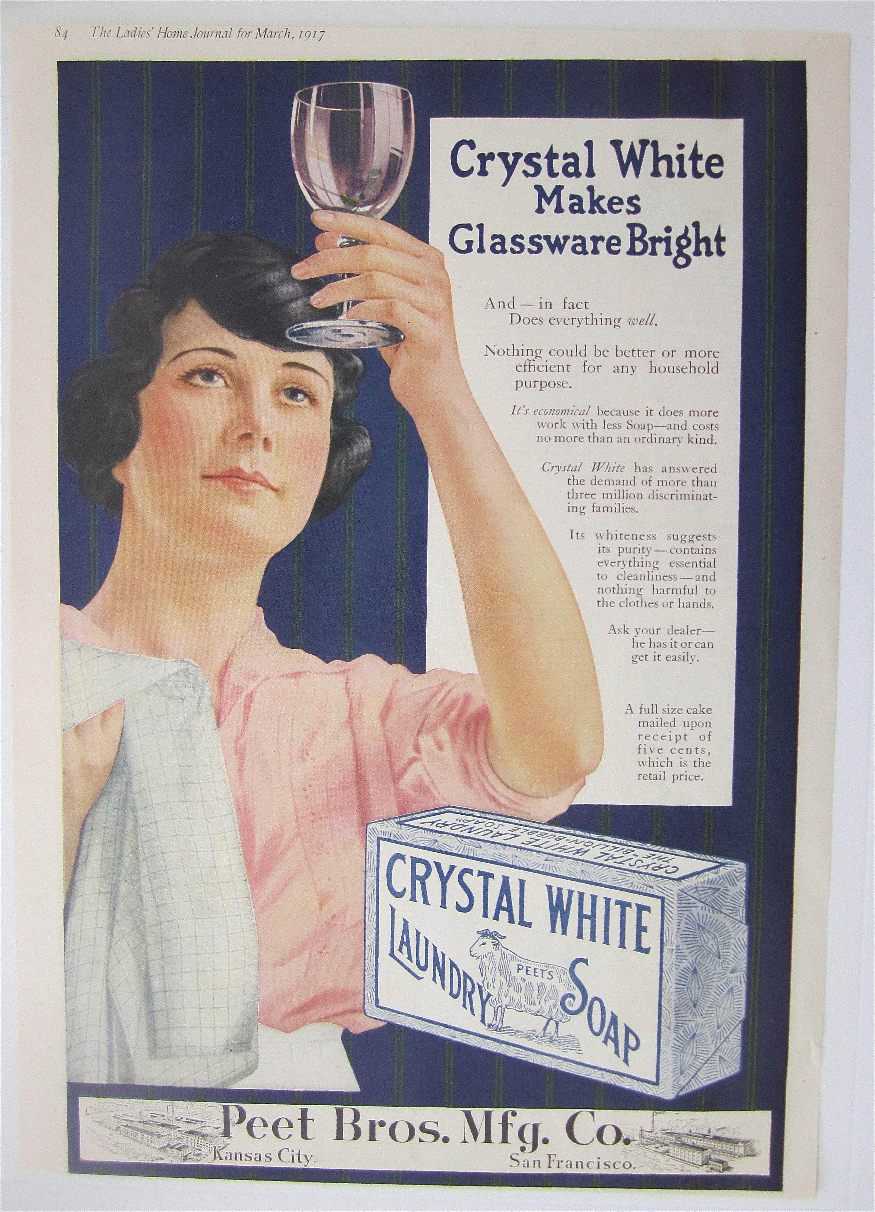 1917 Crystal White Laundry Soap w/Woman Doing Dishes