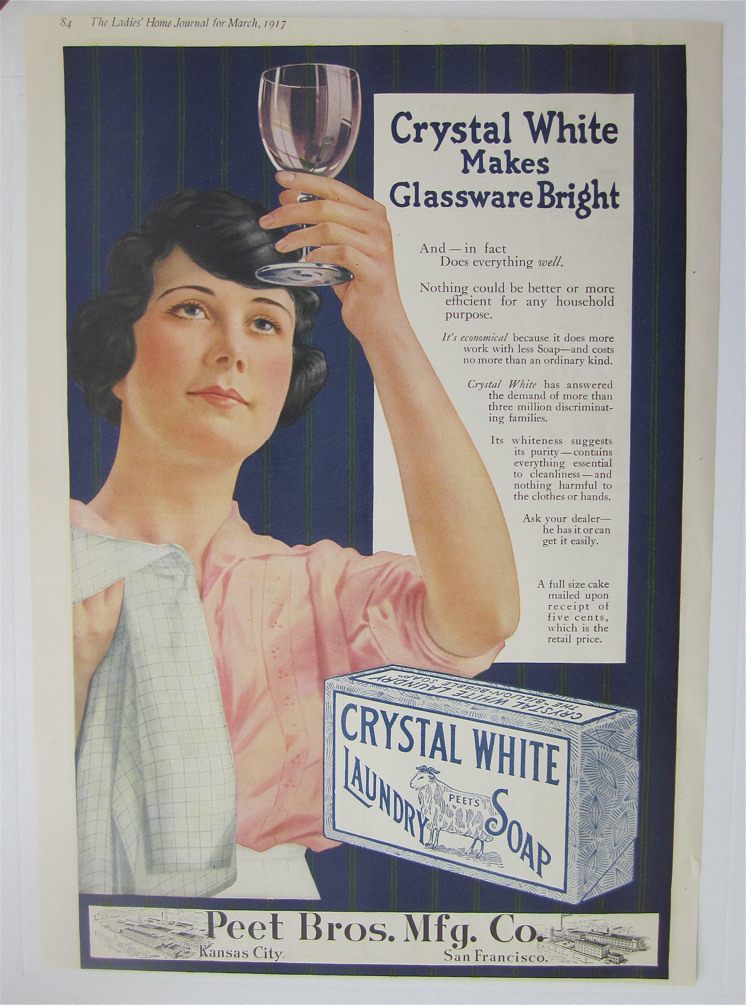 1917 Crystal White Laundry Soap w/Woman Doing Dishes