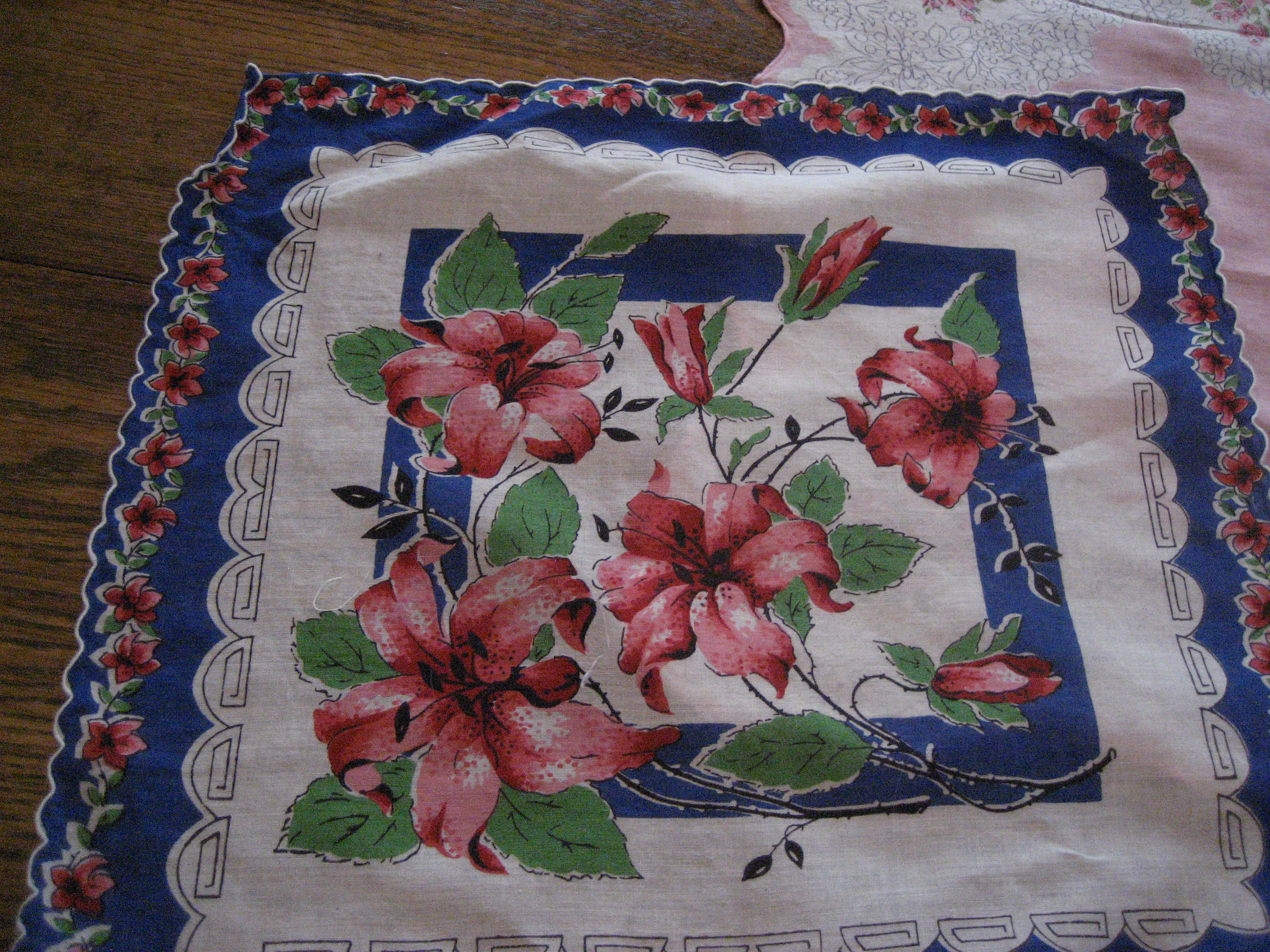 3 Flowered Handkerchiefs