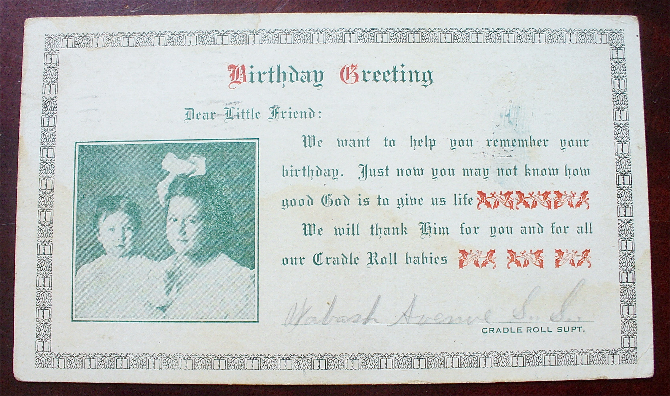 Mother and Daughter Postcard (Birthday Greeting)