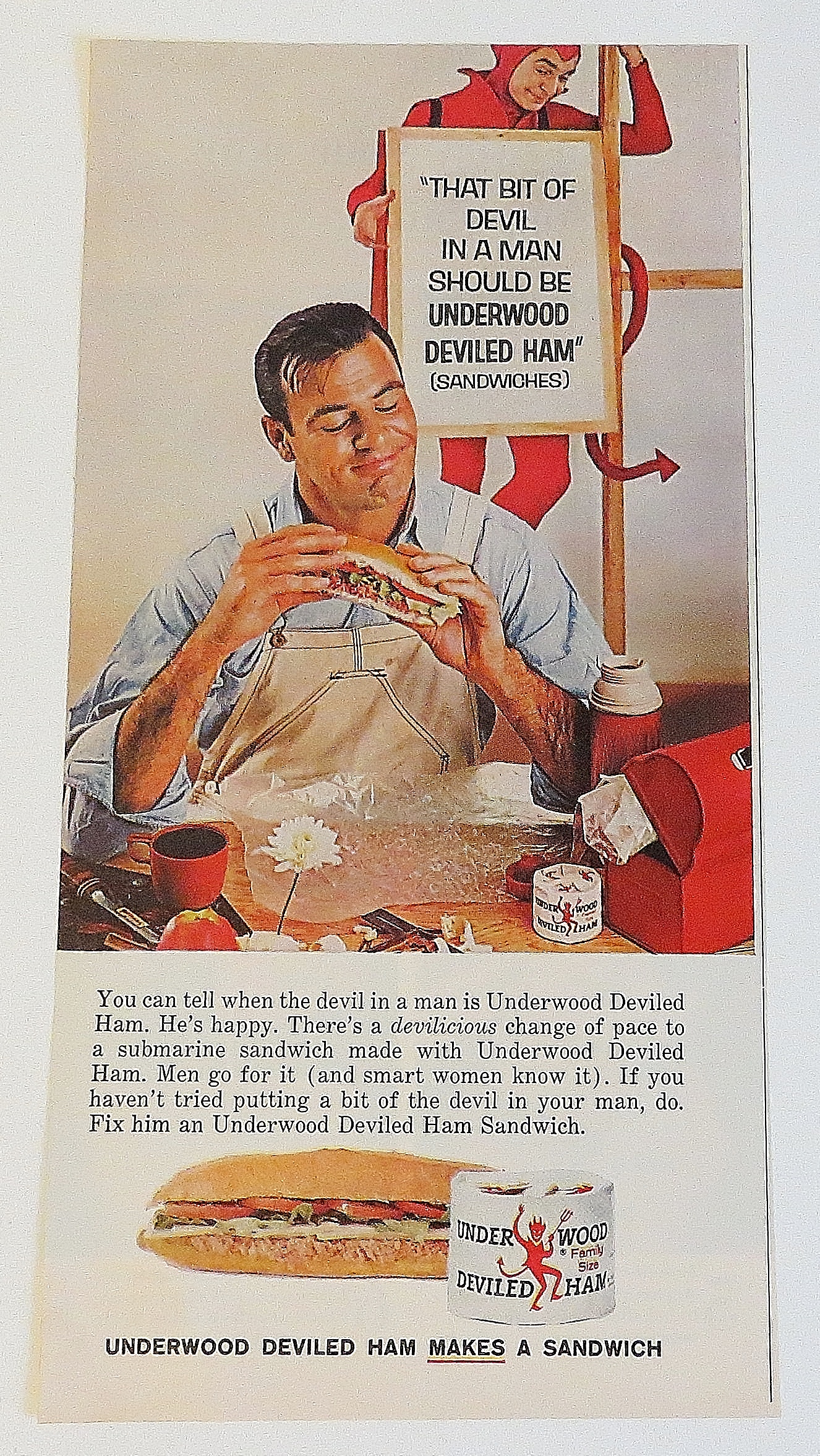 1963 Underwood Deviled Ham With Man & Sandwich