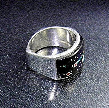 Calvin Begay Opal Onyx Sun Moon Stars Ring USA