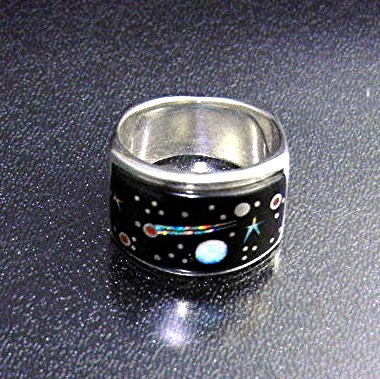 Calvin Begay Opal Onyx Sun Moon Stars Ring USA