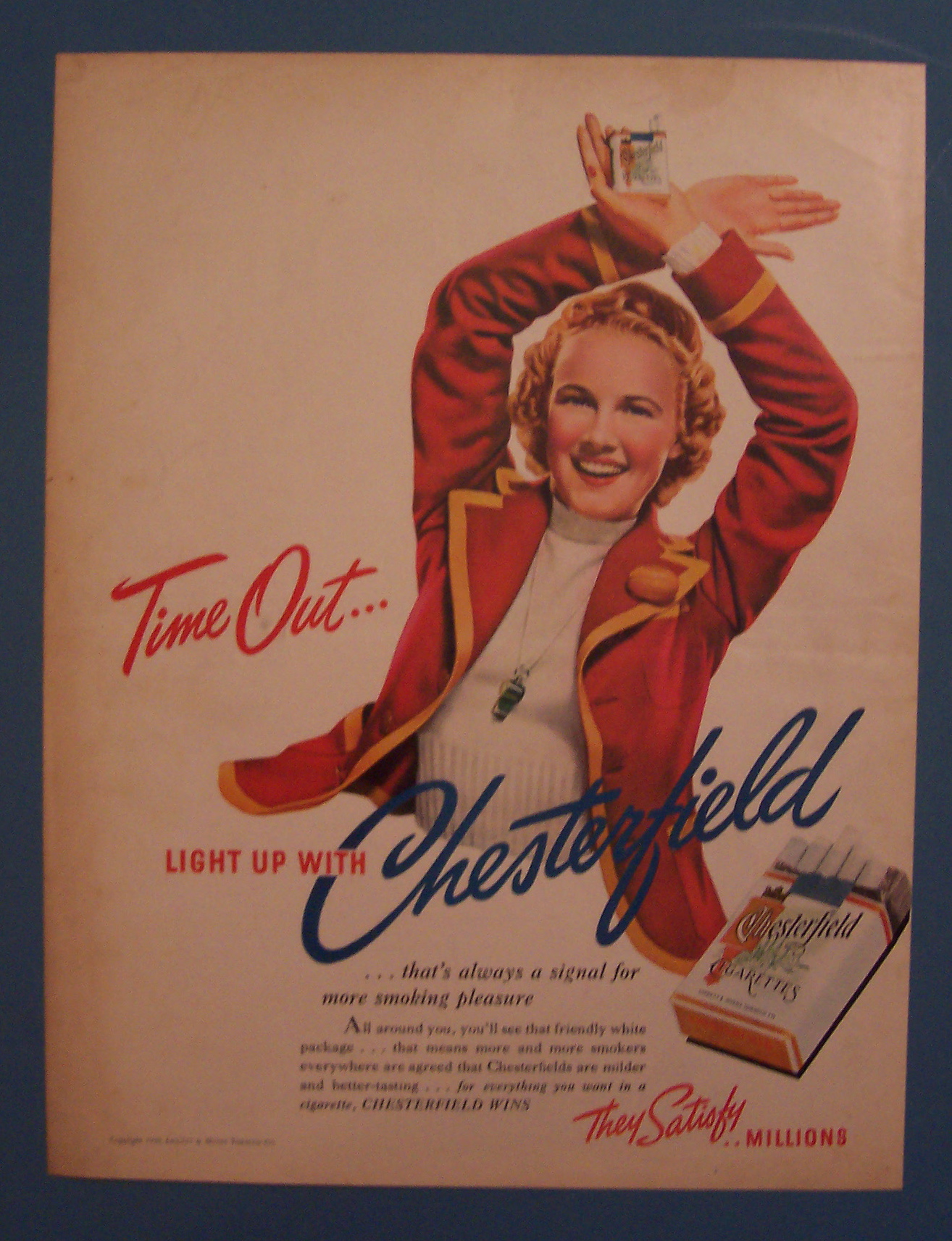 1939 Chesterfield Cigarettes w/Woman with Arms Crossed