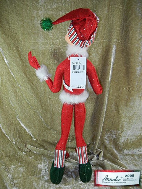 Christmas Annalee 22 inch Red Candystripe Elf & tags