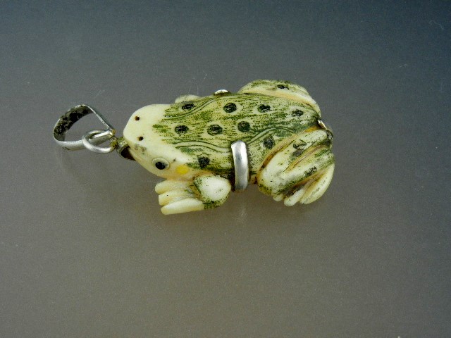 Bone Ivory Frog Sterling Silver Pendant