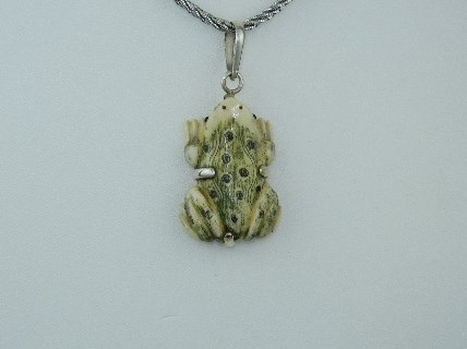 Bone Ivory Frog Sterling Silver Pendant