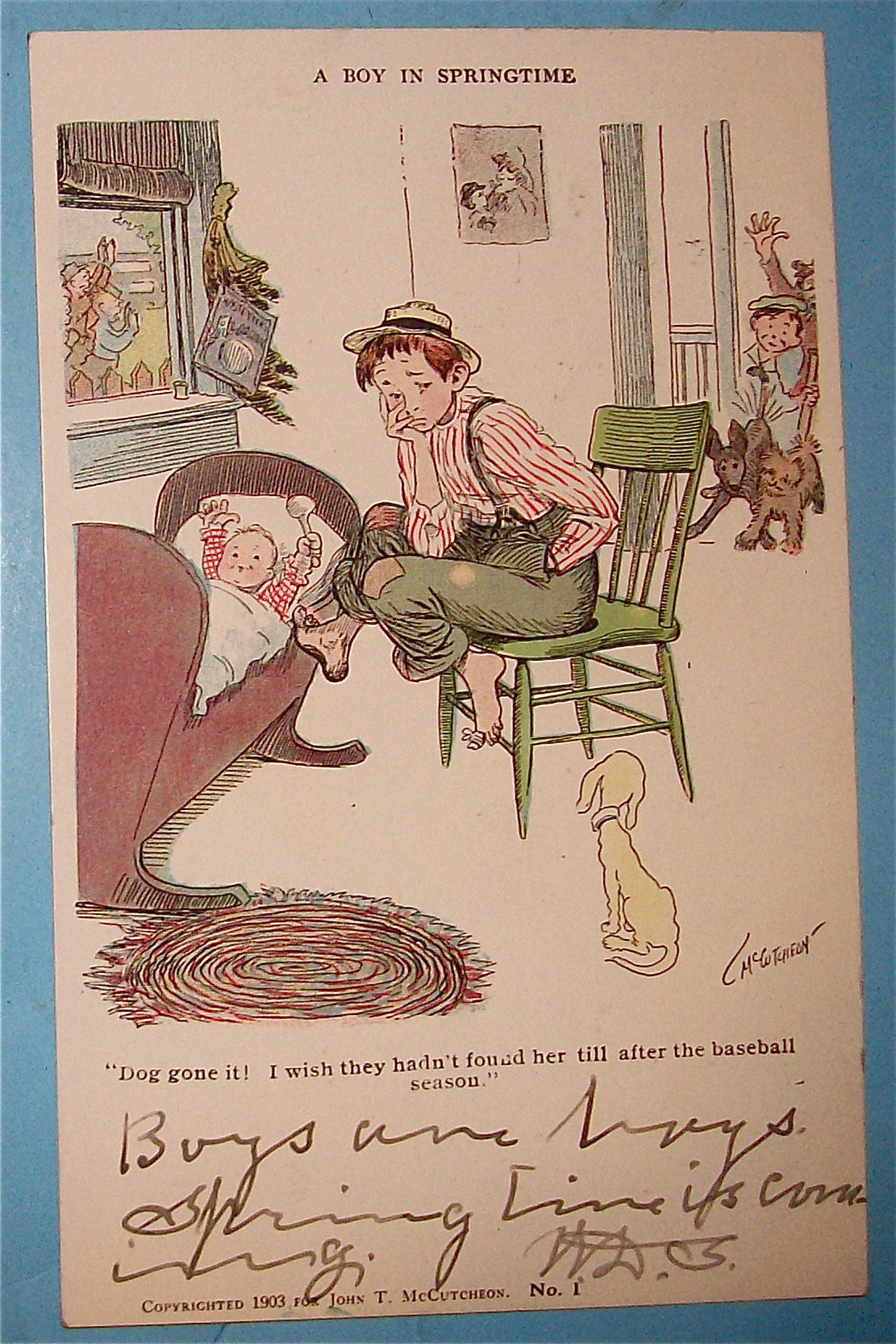 Boy in Springtime Postcard