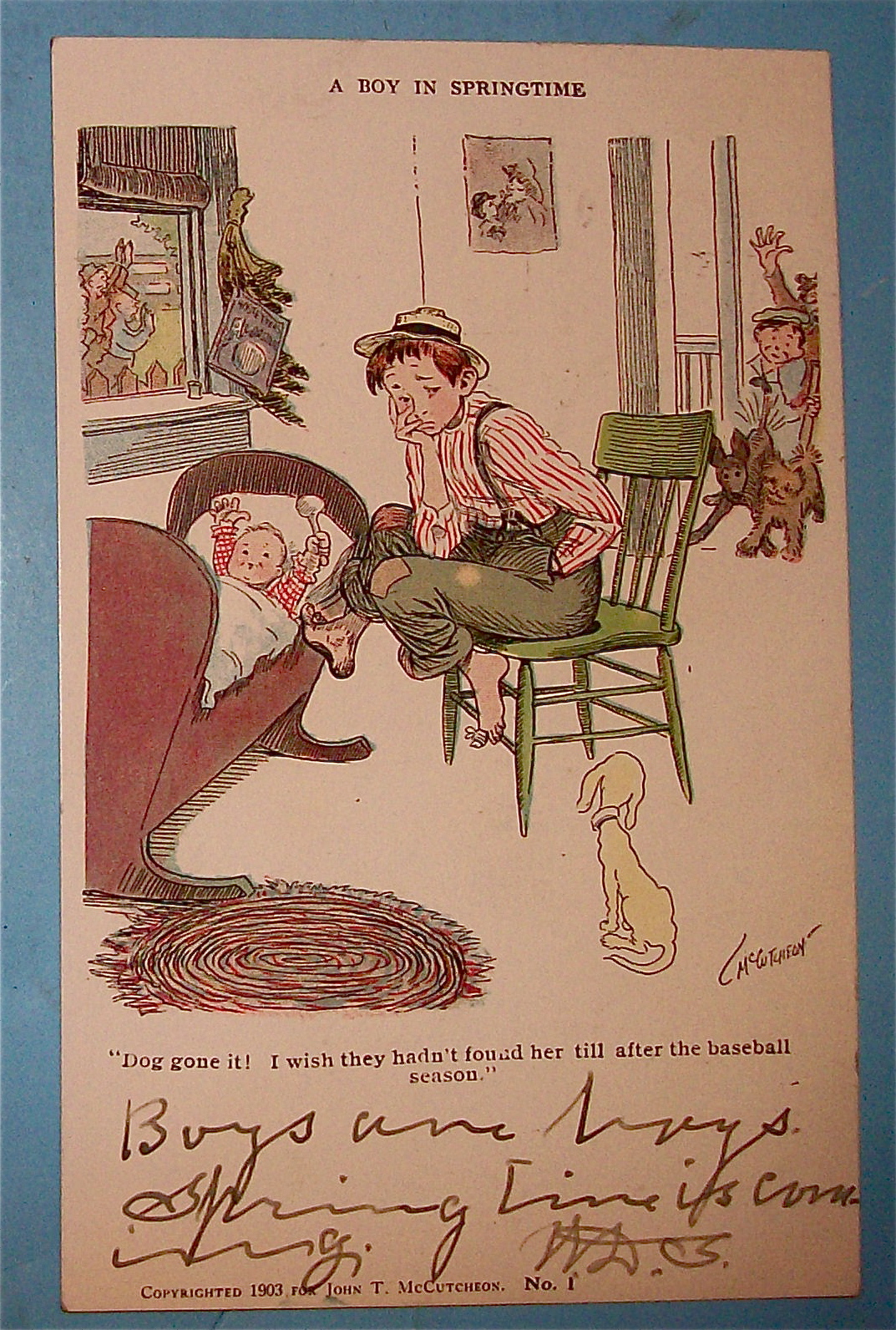 Boy in Springtime Postcard