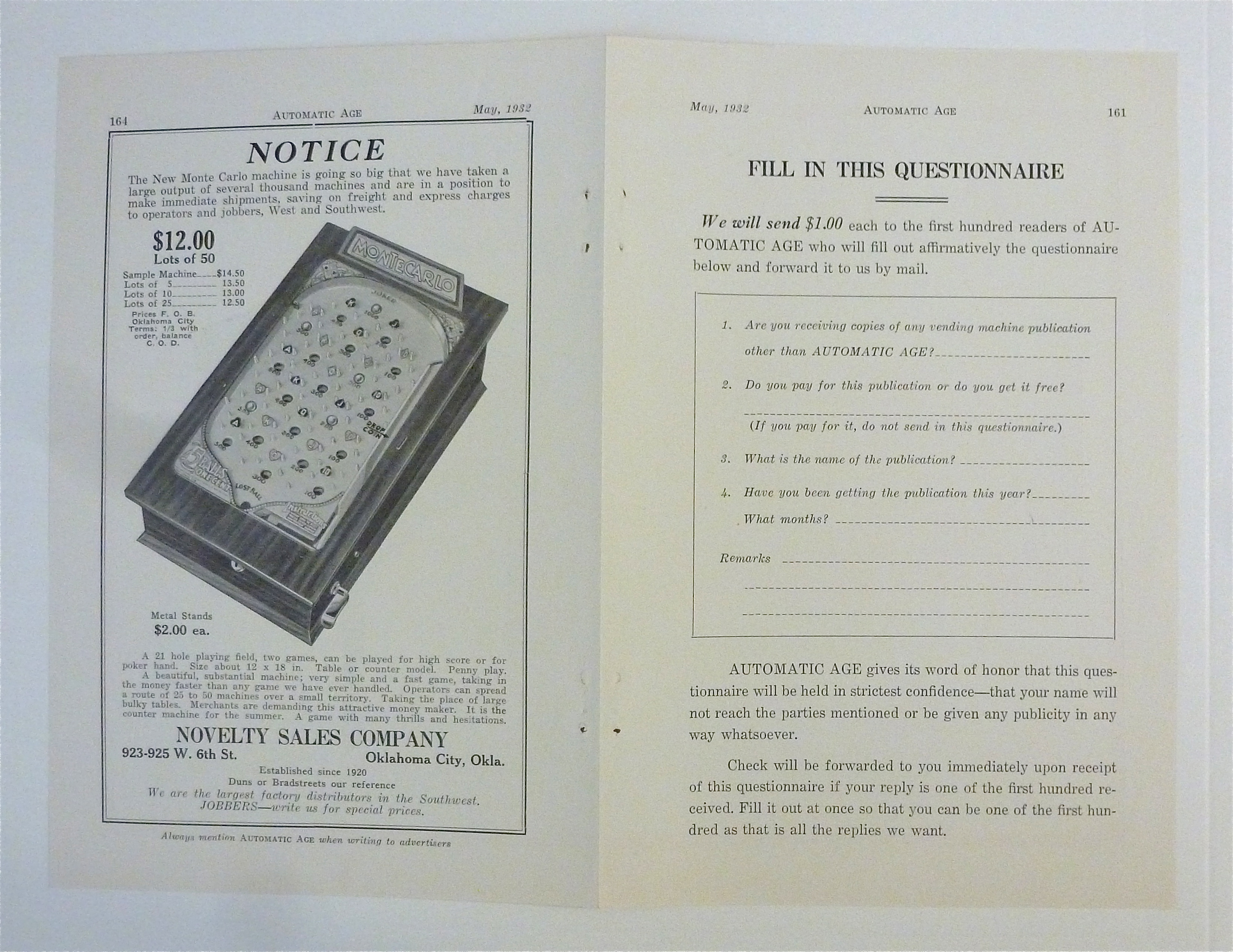 1932 A.M. Walzer Company with Rolls Royce Roulette Game