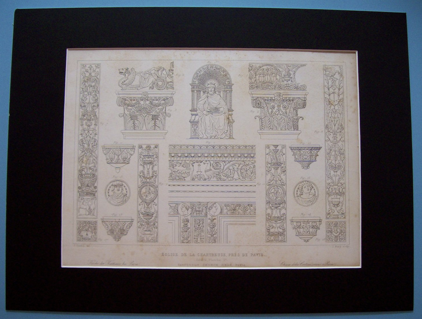 Eglise De La Chartreuse, Pres De Pavie  1852 Lithograph