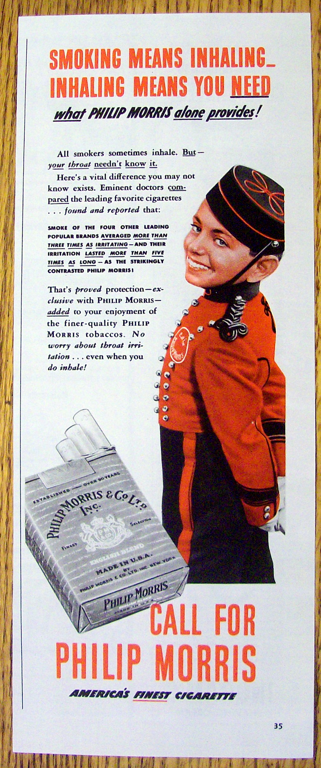 1942 Philip Morris Cigarette with Philip Morris Bellboy