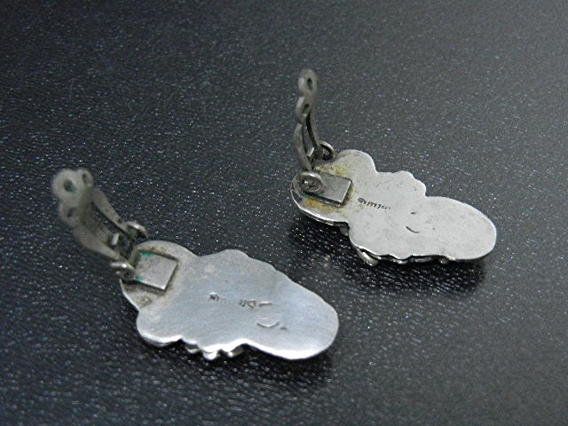 Native American Sterling Silver Turquoise Clip Earrings