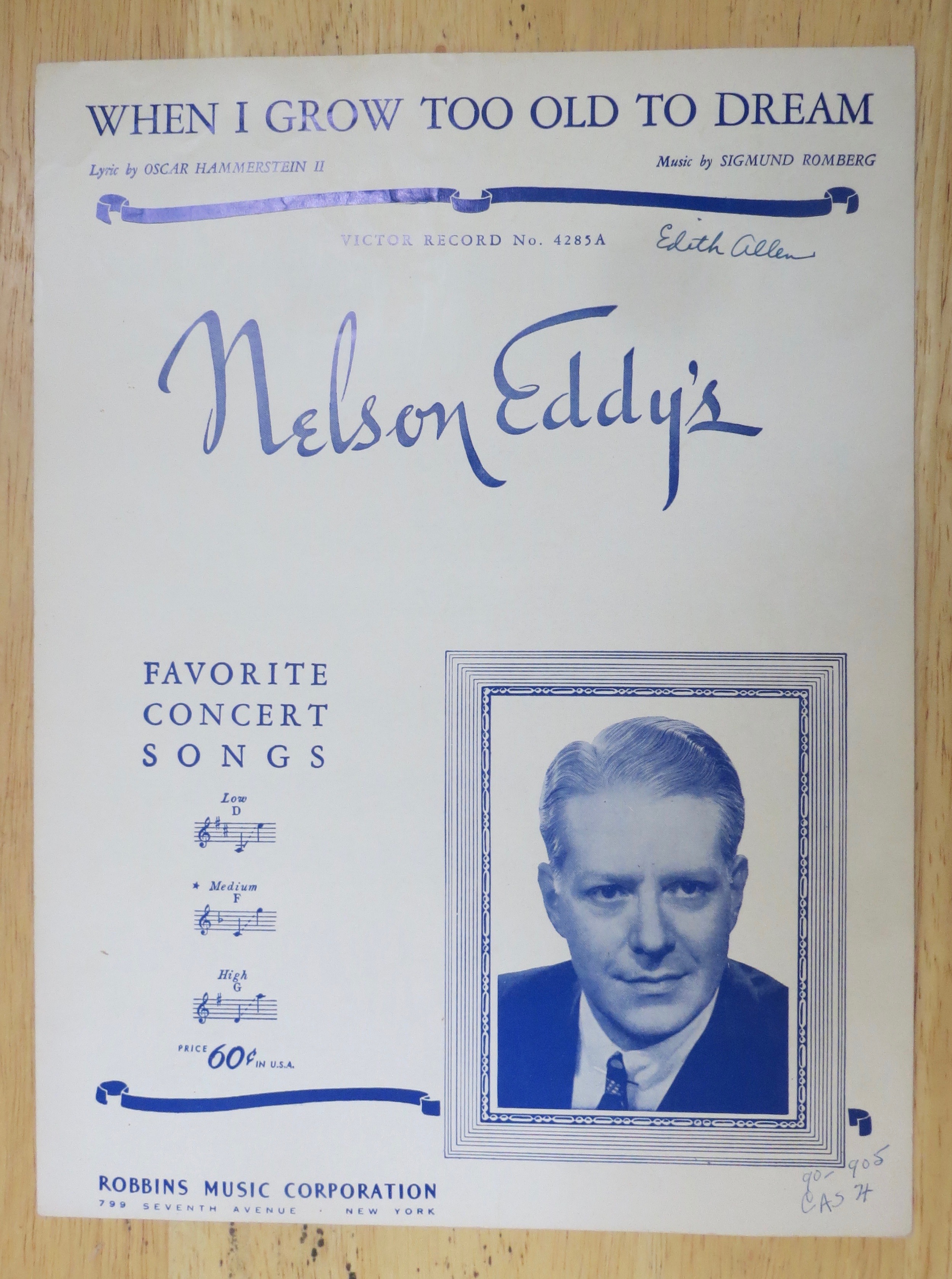 1935 When I Grow Too Old To Dream Sheet Music