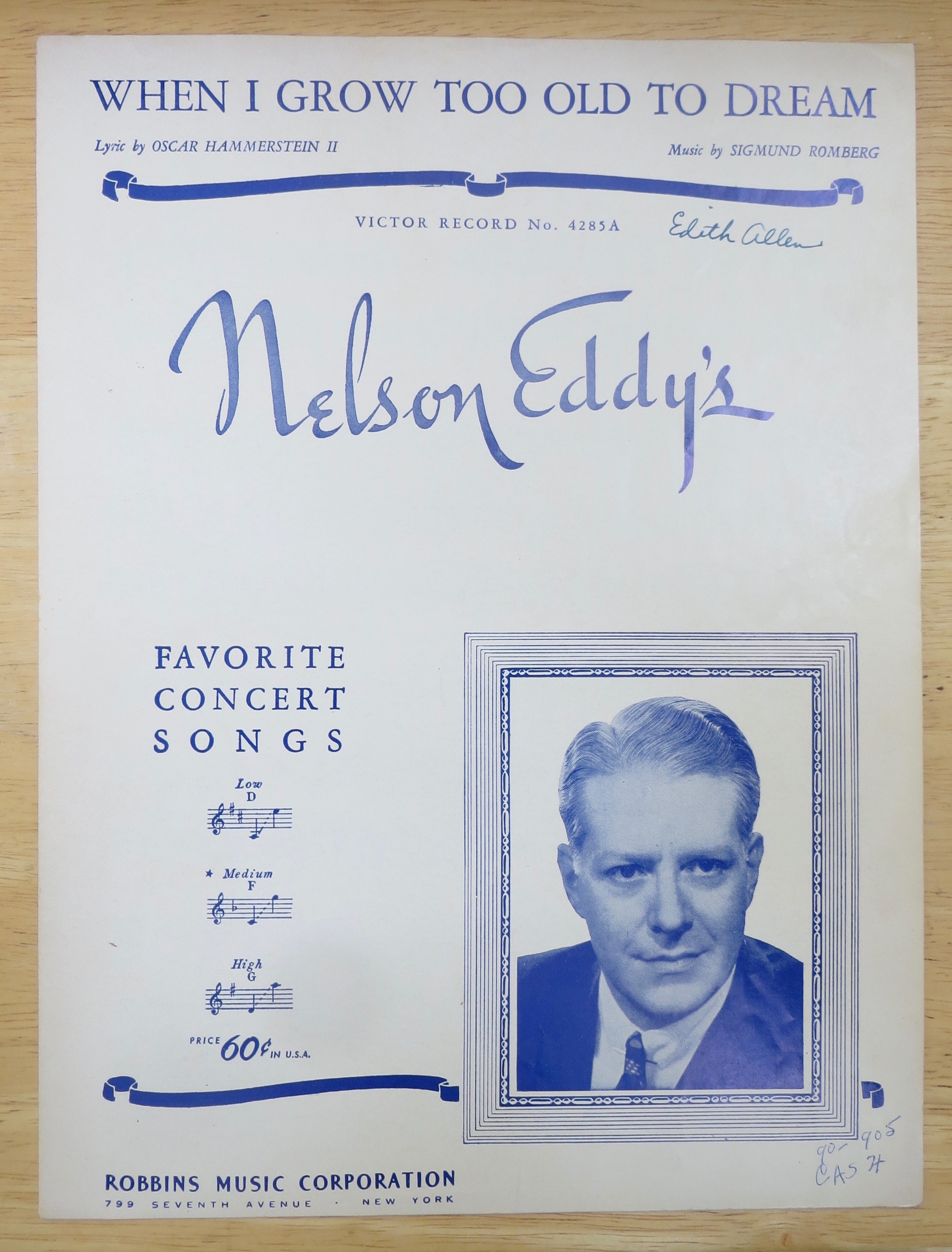 1935 When I Grow Too Old To Dream Sheet Music