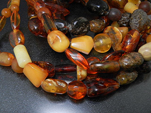 Amber Baltic 3 Strands 23 Inch Necklace Sterling Silve