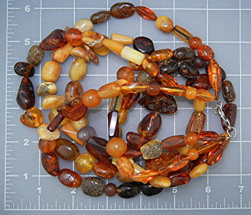 Amber Baltic 3 Strands 23 Inch Necklace Sterling Silve