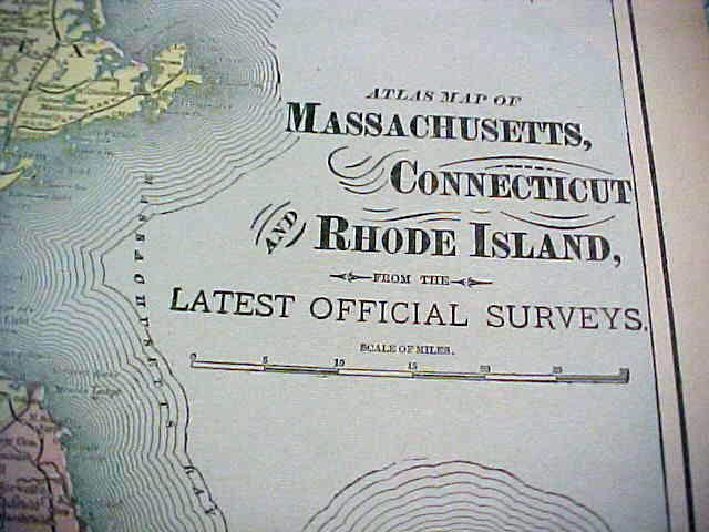 Map Massachusetts Connecticutt Rhode Island 1894 Foldout