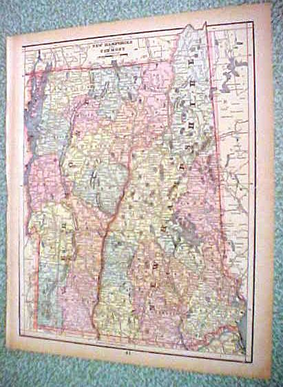 Map Massachusetts Connecticutt Rhode Island 1894 Foldout