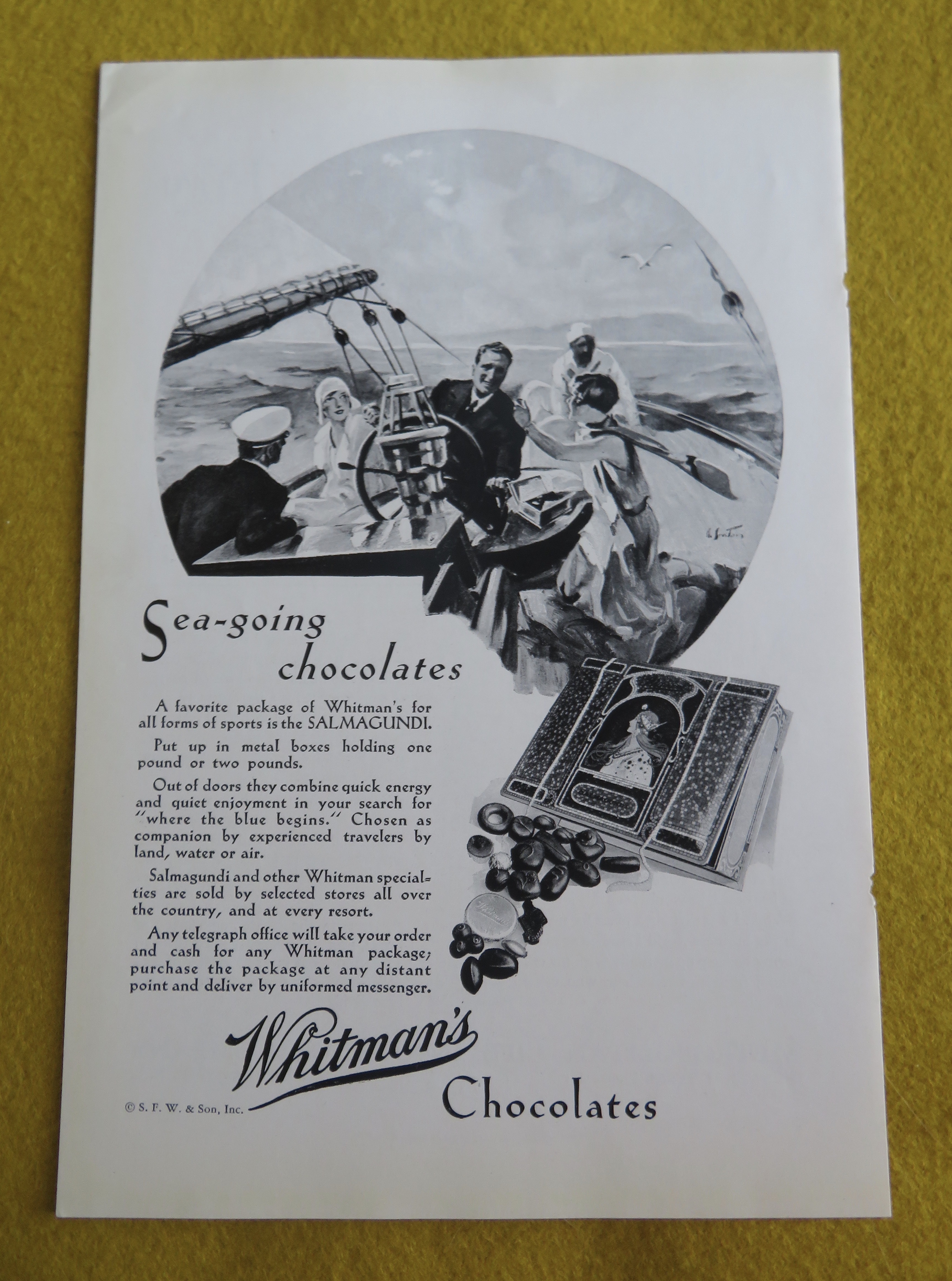 1930 Whitman's Chocolates with Couples Sailing on Boat