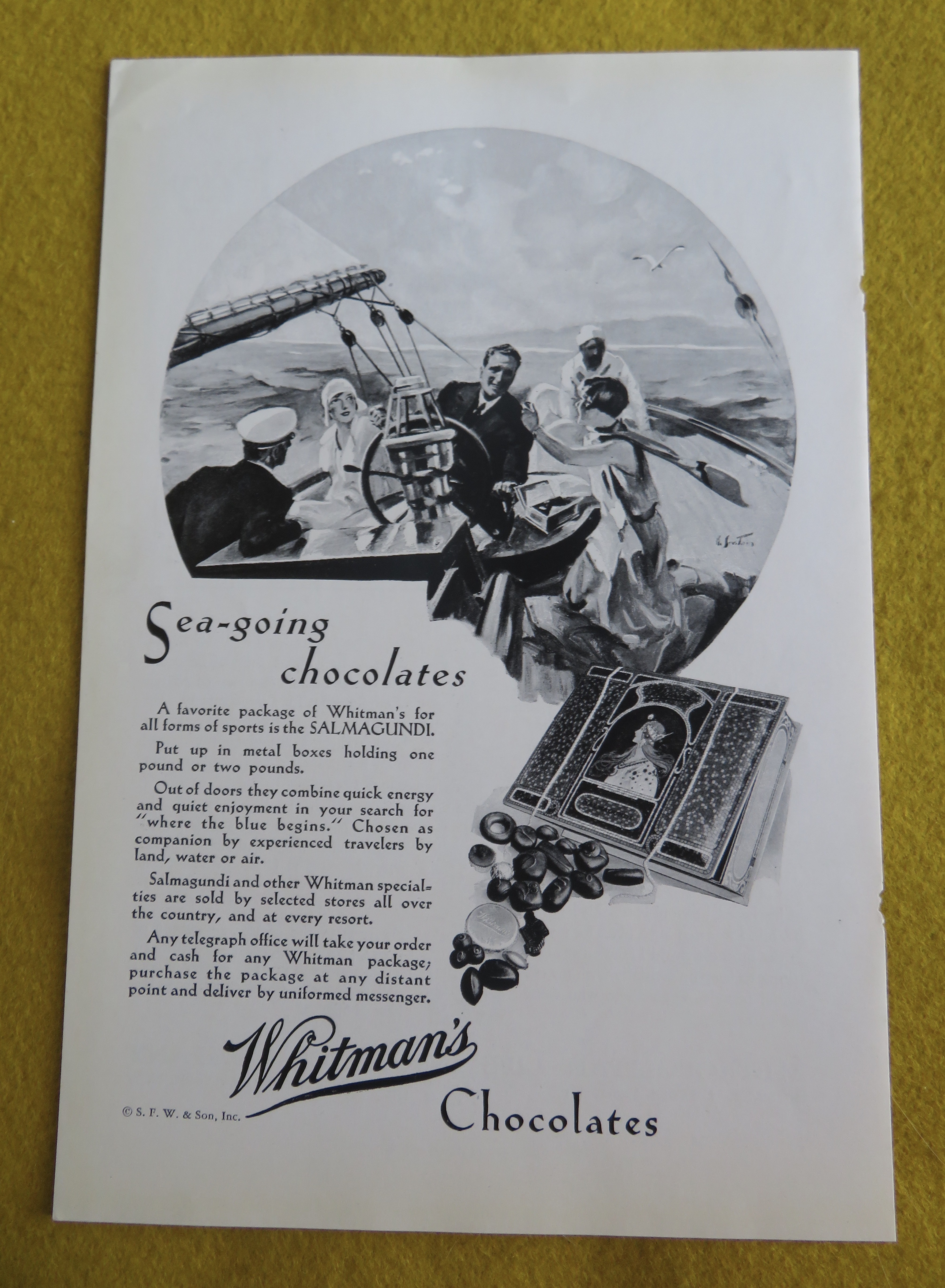 1930 Whitman's Chocolates with Couples Sailing on Boat