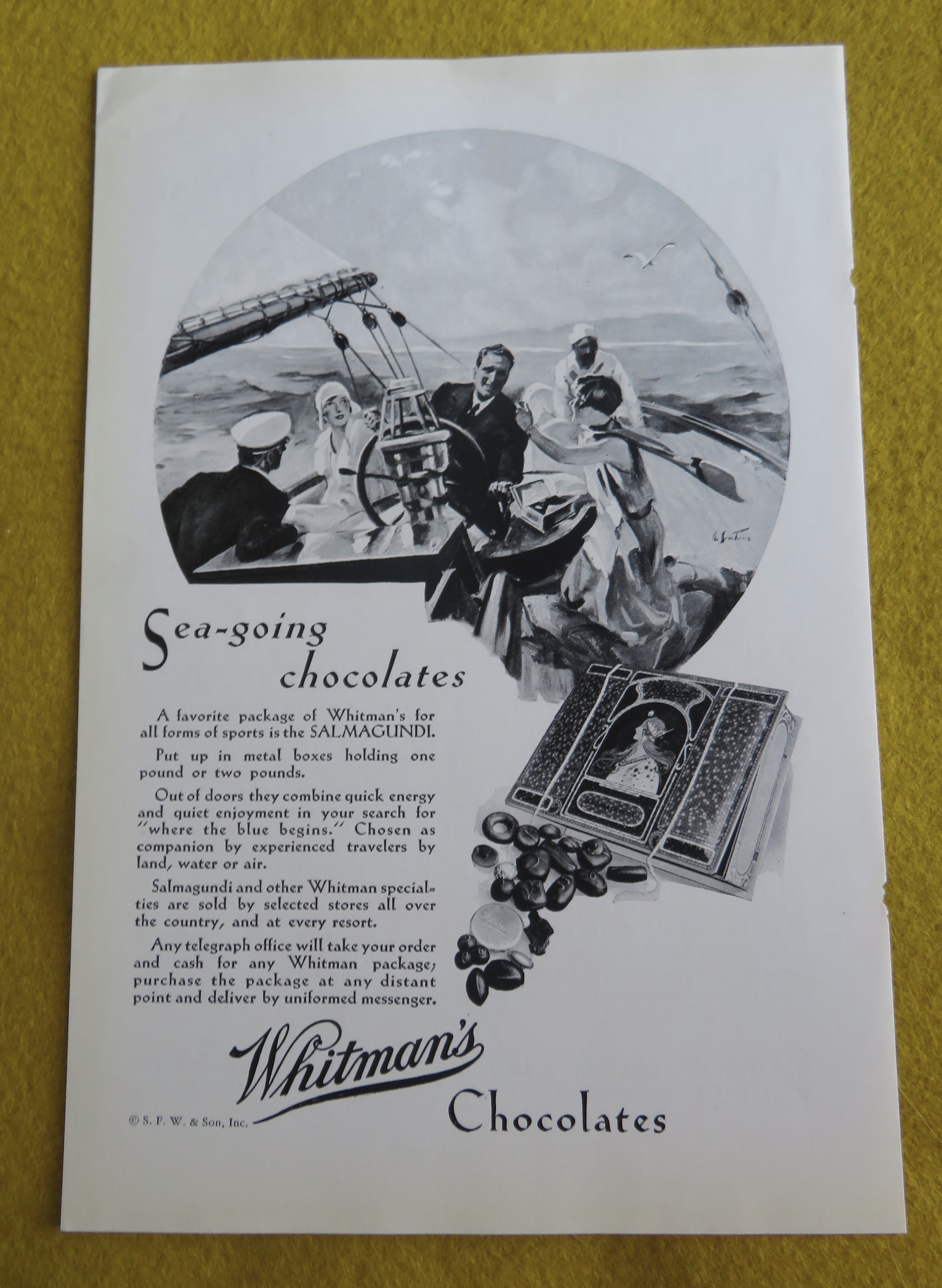 1930 Whitman's Chocolates with Couples Sailing on Boat