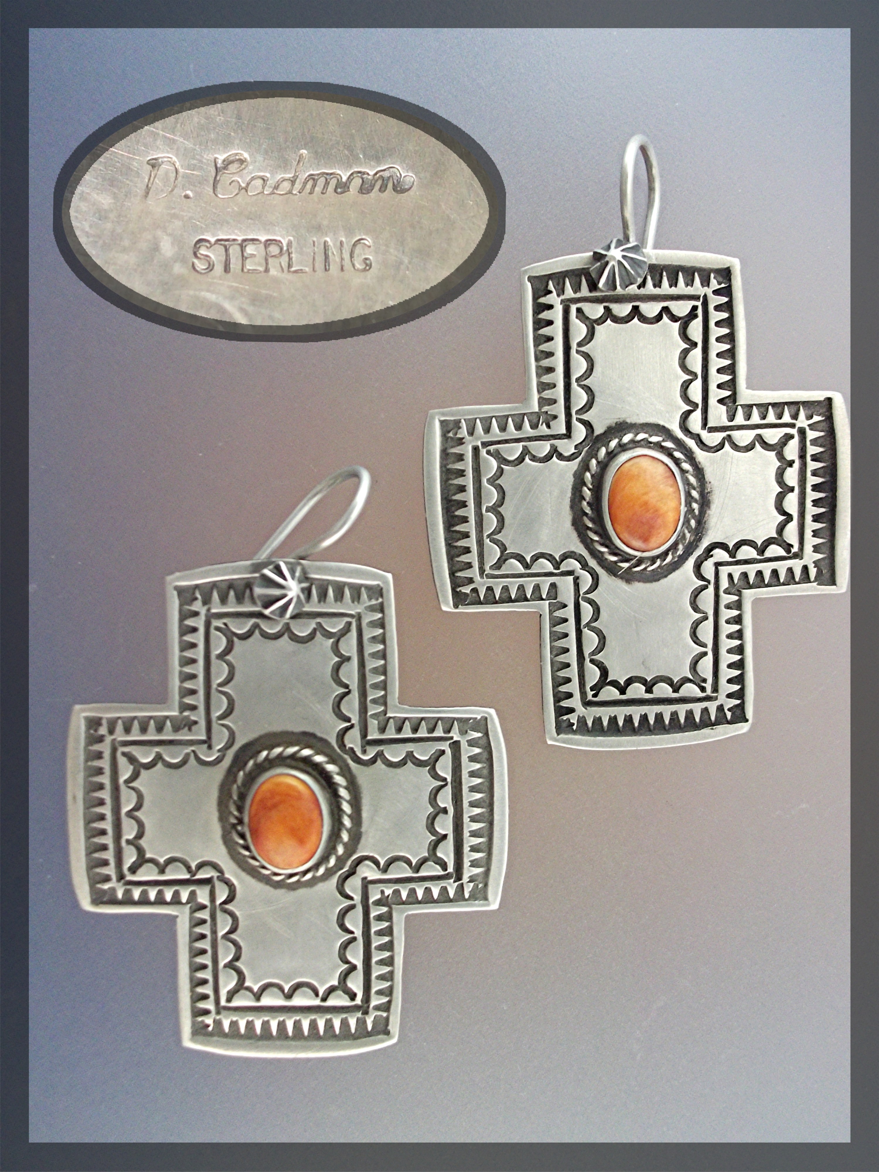 D. Cadman Navajo Earrings Sterling Silver Spiny Oyster