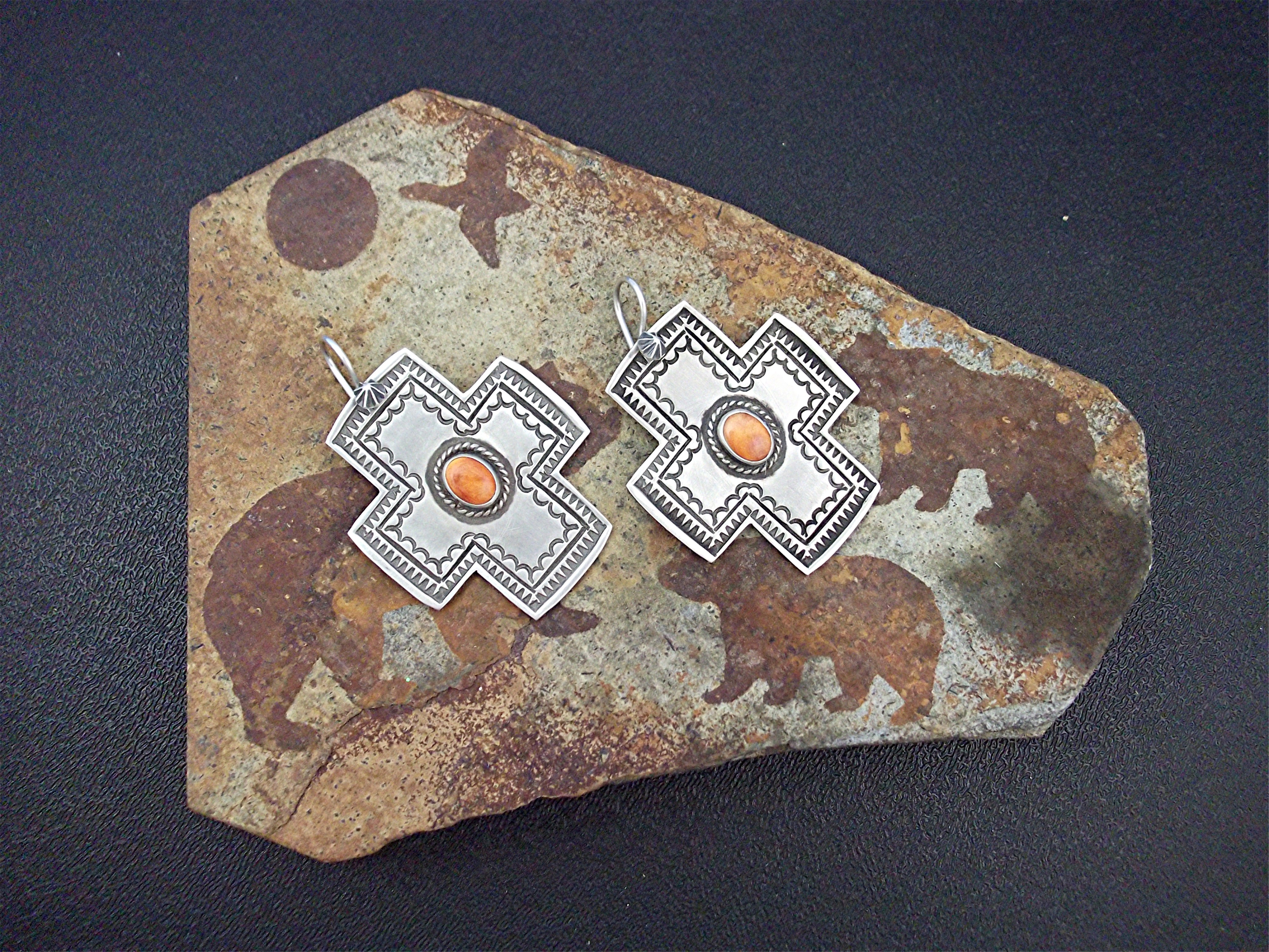 D. Cadman Navajo Earrings Sterling Silver Spiny Oyster
