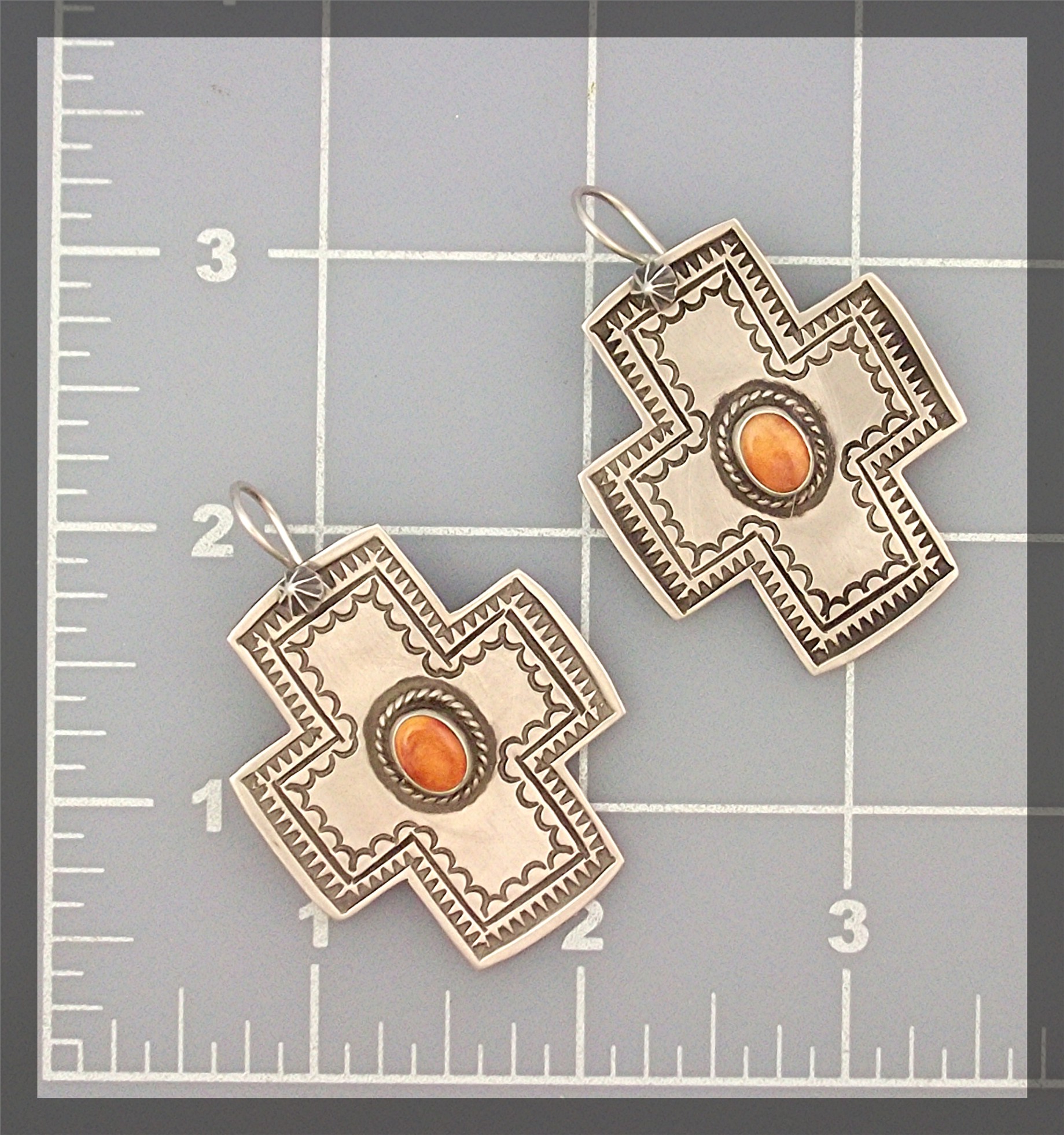 D. Cadman Navajo Earrings Sterling Silver Spiny Oyster