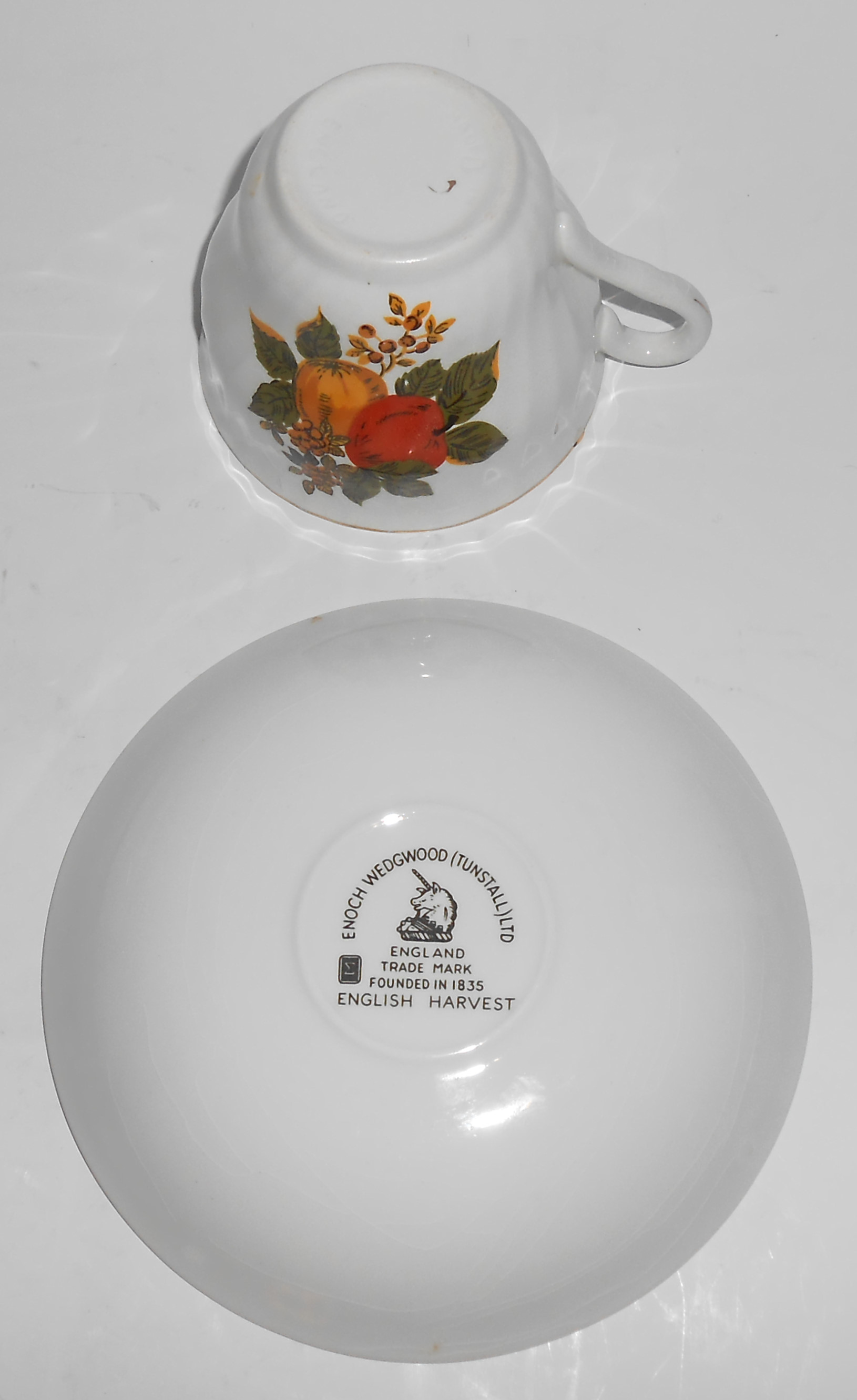 Wedgwood Pottery China English Harvest Cup/Saucer Set
